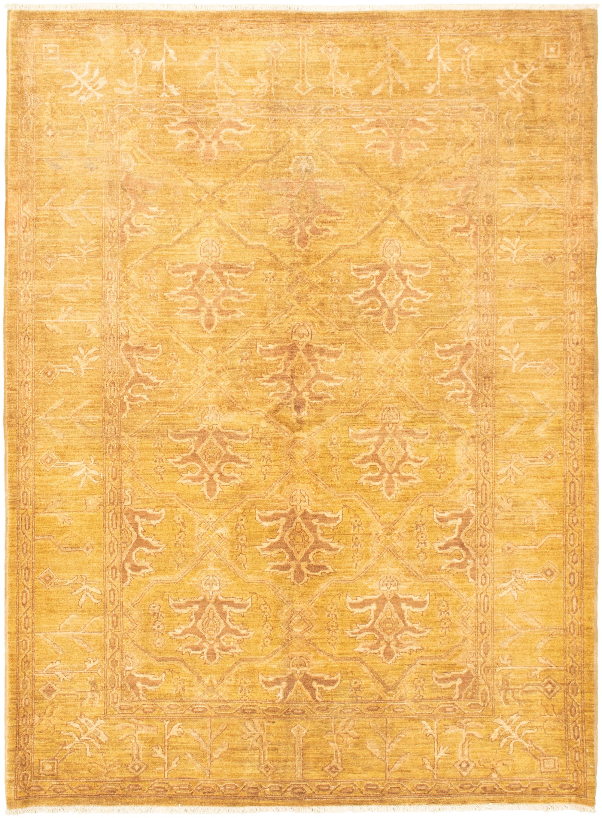 Hand-knotted Peshawar Oushak Olive Wool Rug 6'6" x 8'10" Size: 6'6" x 8'10"  