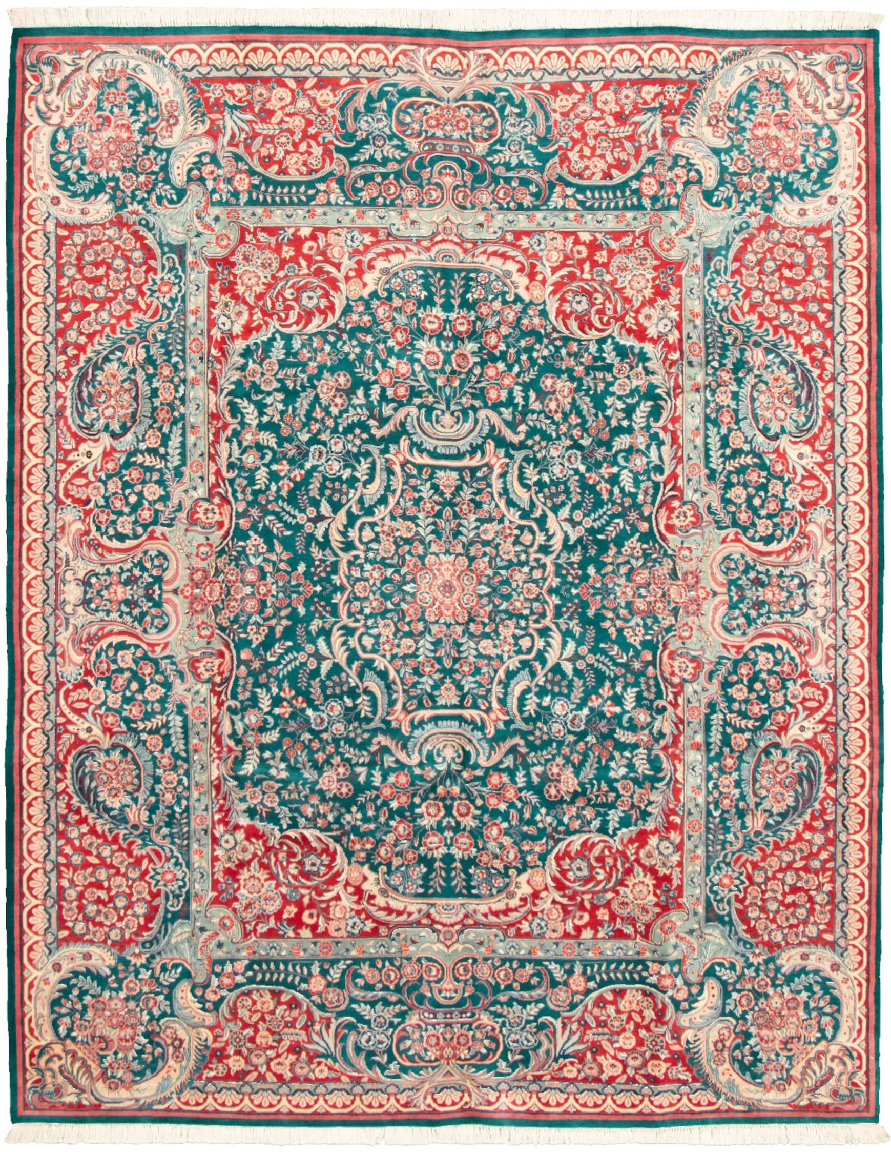 Hand-knotted Pako Persian 18/20 Teal Wool Rug 8'0" x 10'2" Size: 8'0" x 10'2"  