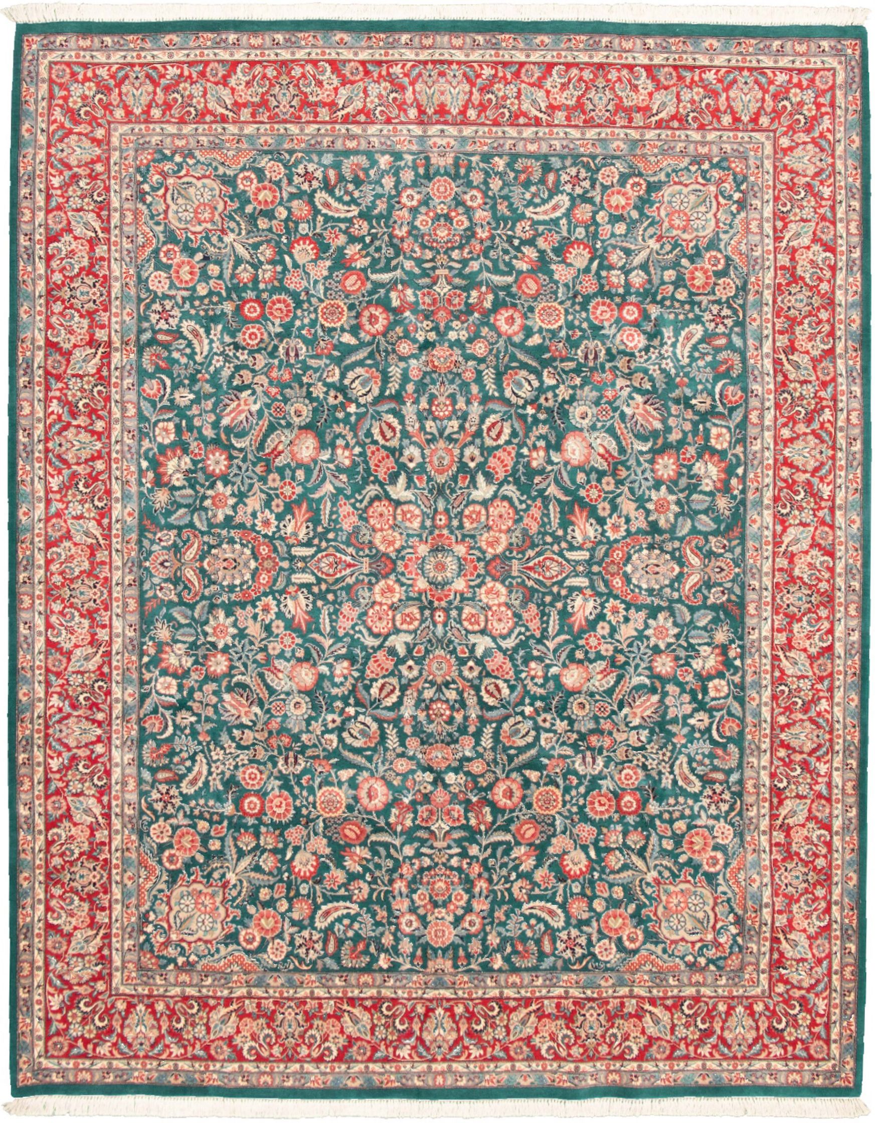 Hand-knotted Pako Persian 18/20 Teal Wool Rug 8'2" x 10'5" Size: 8'2" x 10'5"  