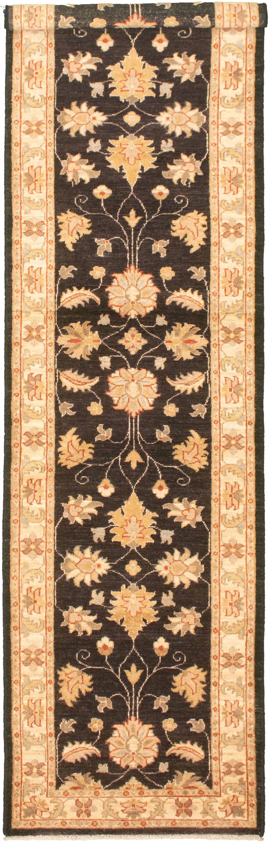 Hand-knotted Chobi Finest Black Wool Rug 2'7" x 10'9" Size: 2'7" x 10'9"  