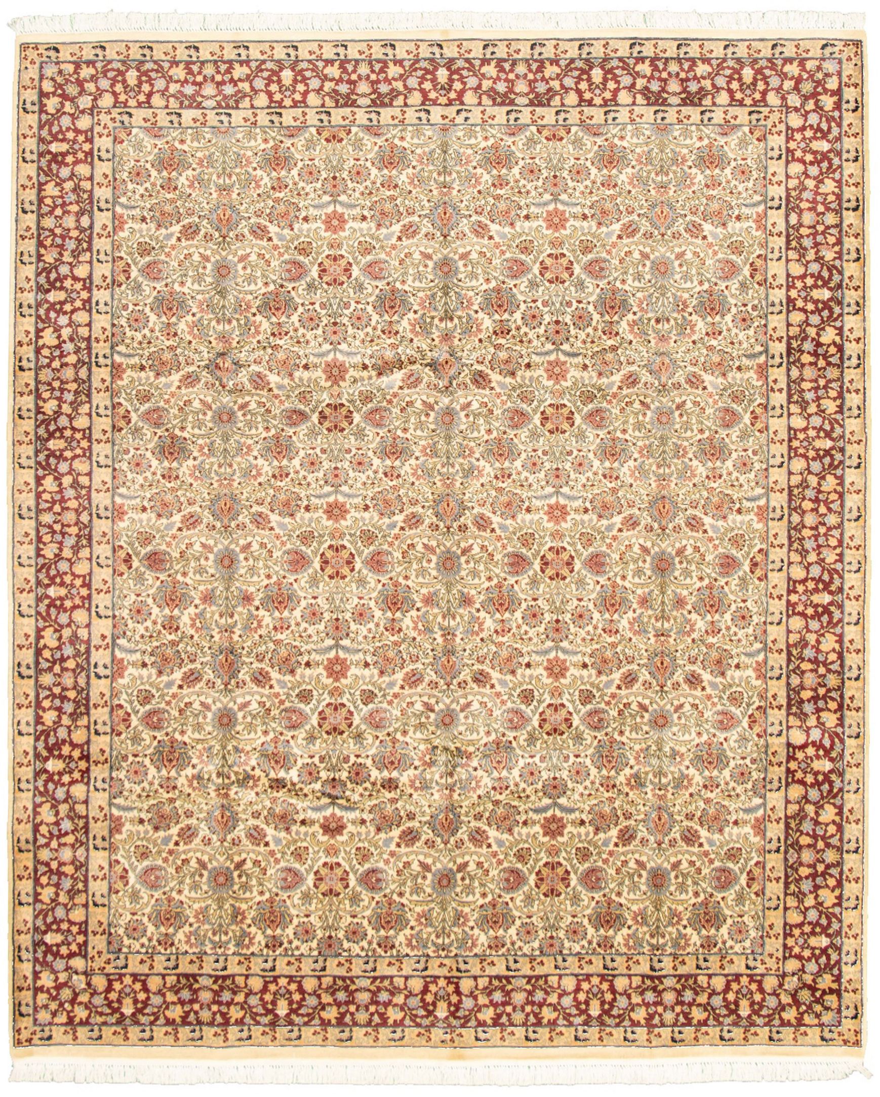 Hand-knotted Pako Persian 18/20 Cream Wool Rug 8'1" x 9'9" Size: 8'1" x 9'9"  