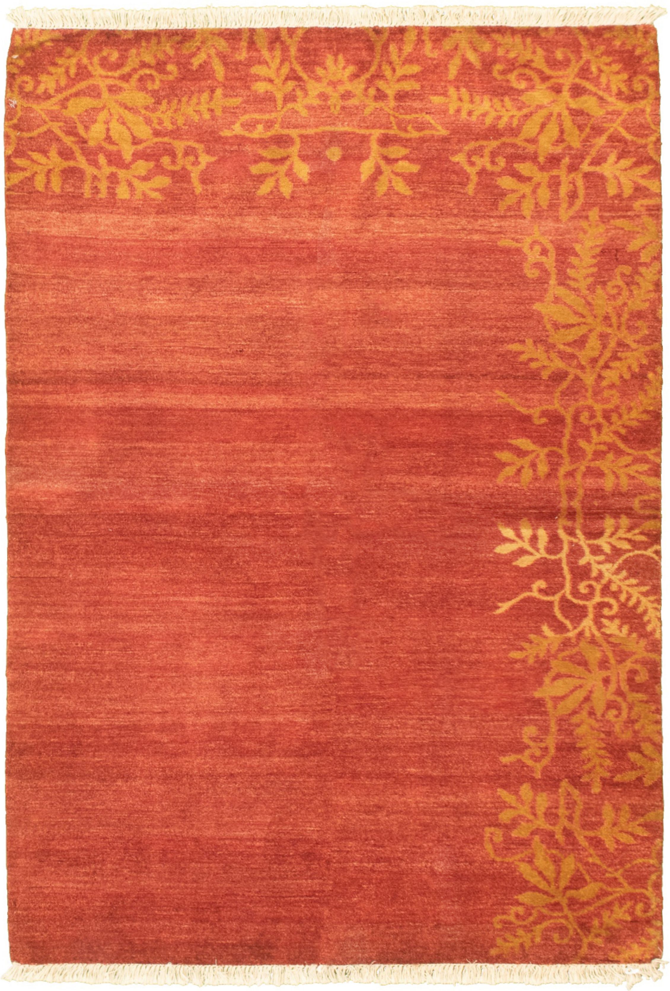 Hand-knotted Peshawar Ziegler Red Wool Rug 4'3" x 6'3" Size: 4'3" x 6'3"  