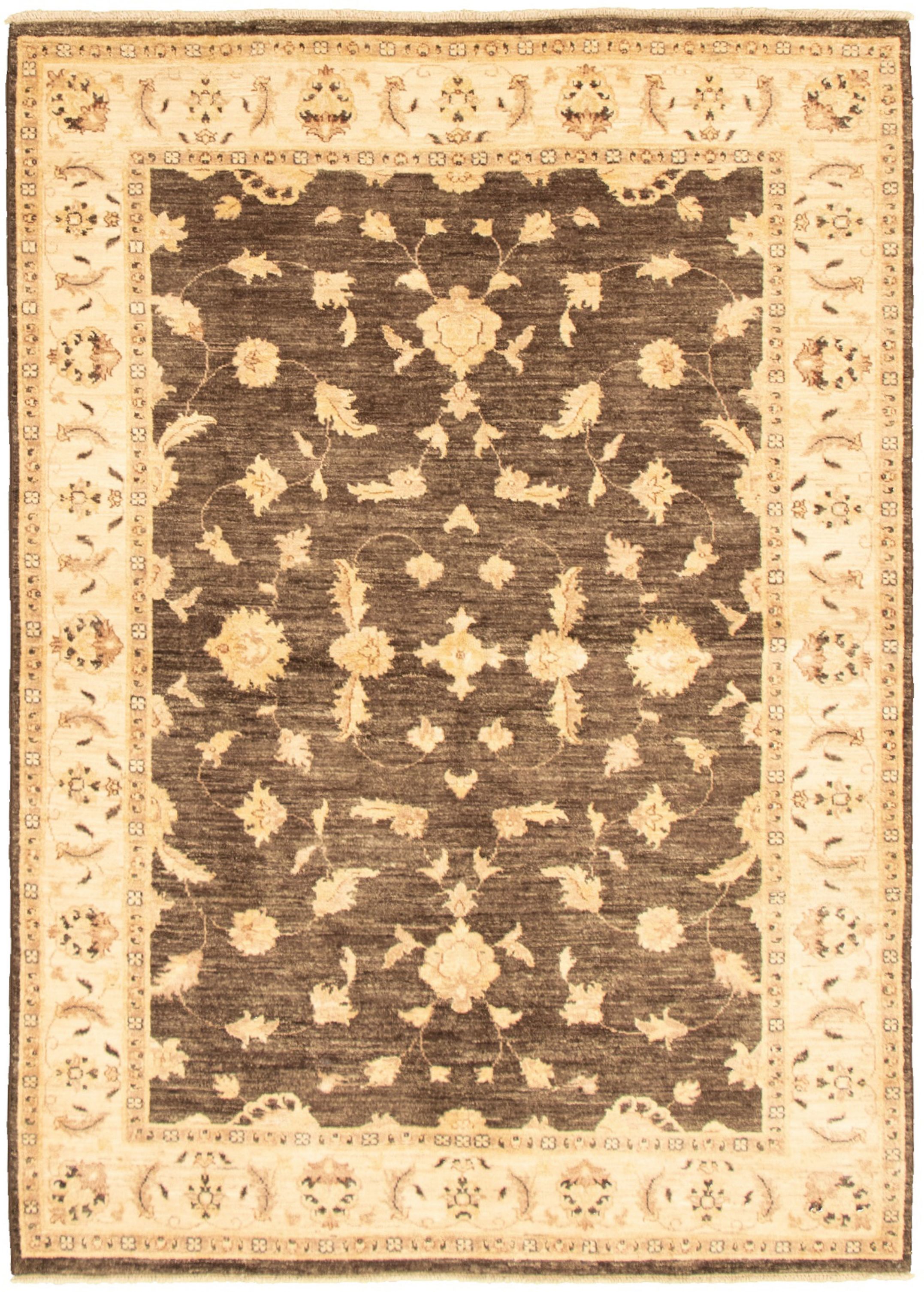 Hand-knotted Peshawar Oushak Dark Brown Wool Rug 5'7" x 7'10" Size: 5'7" x 7'10"  