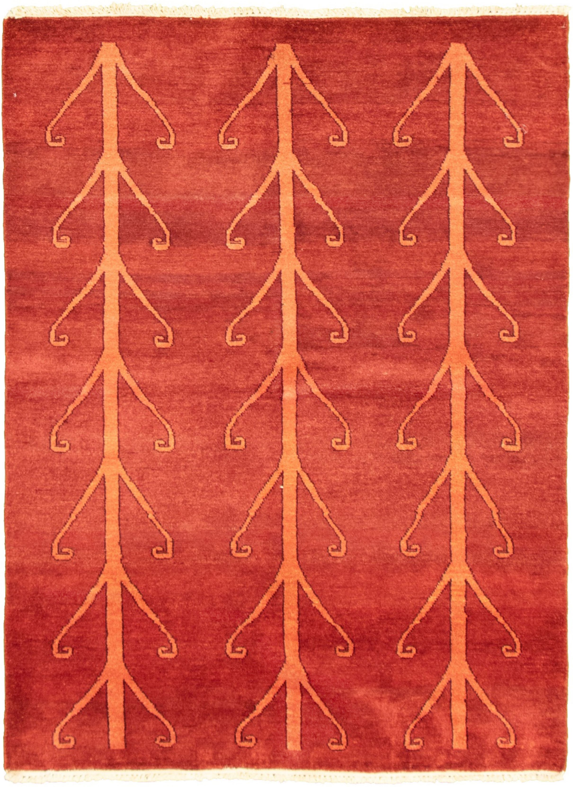 Hand-knotted Peshawar Ziegler Dark Copper Wool Rug 4'2" x 5'8" Size: 4'2" x 5'8"  