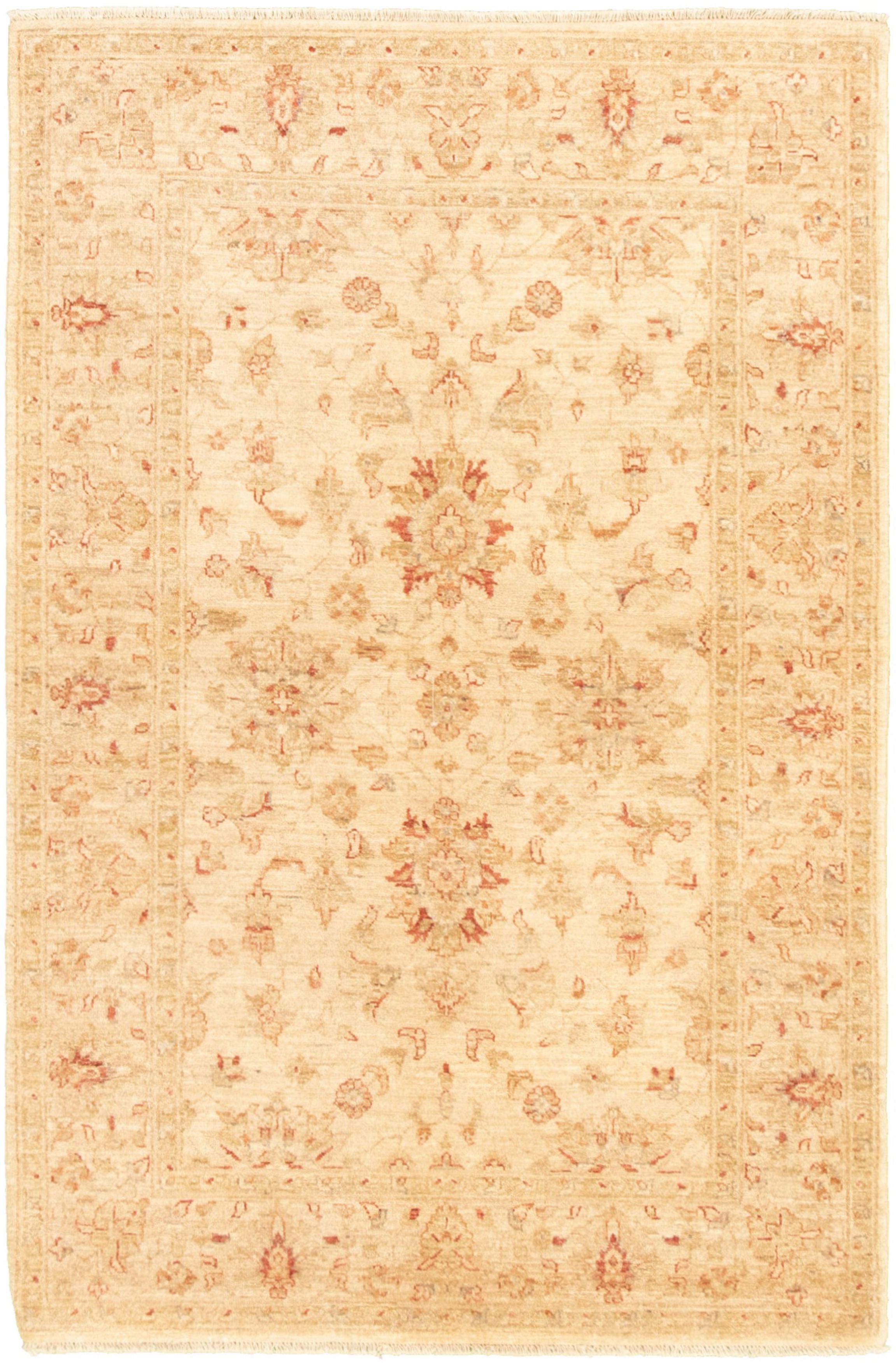 Hand-knotted Chobi Finest Ivory Wool Rug 4'0" x 6'2"  Size: 4'0" x 6'2"  