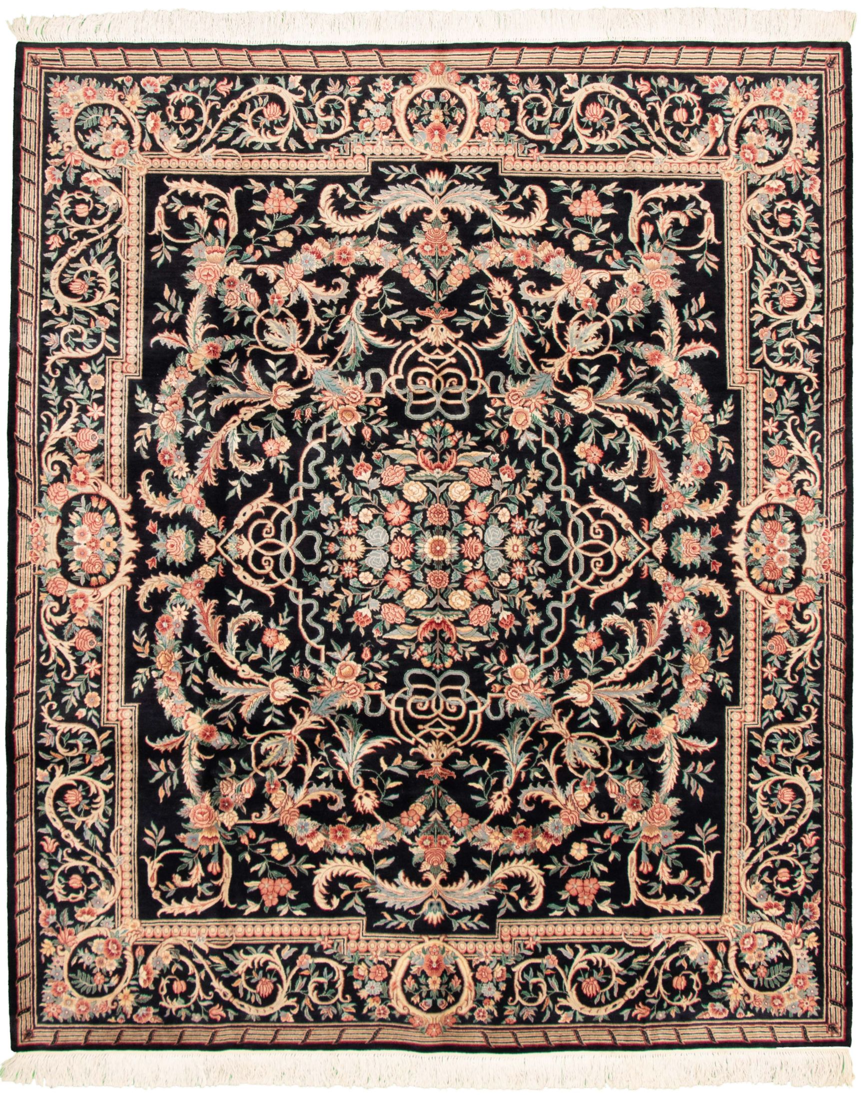 Hand-knotted Pako Persian 18/20 Black Wool Rug 8'0" x 9'6" Size: 8'0" x 9'6"  