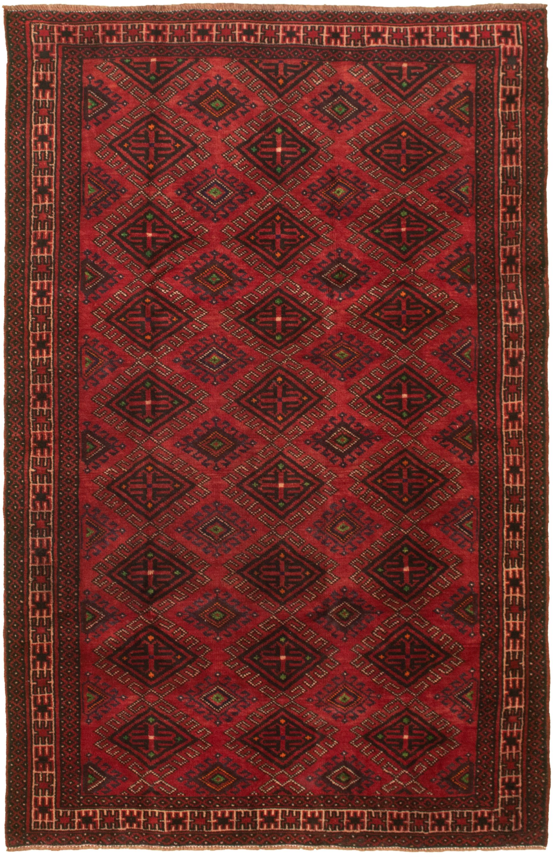 Hand-knotted Authentic Turkish Red Wool Rug 4'11" x 7'10" Size: 4'11" x 7'10"  