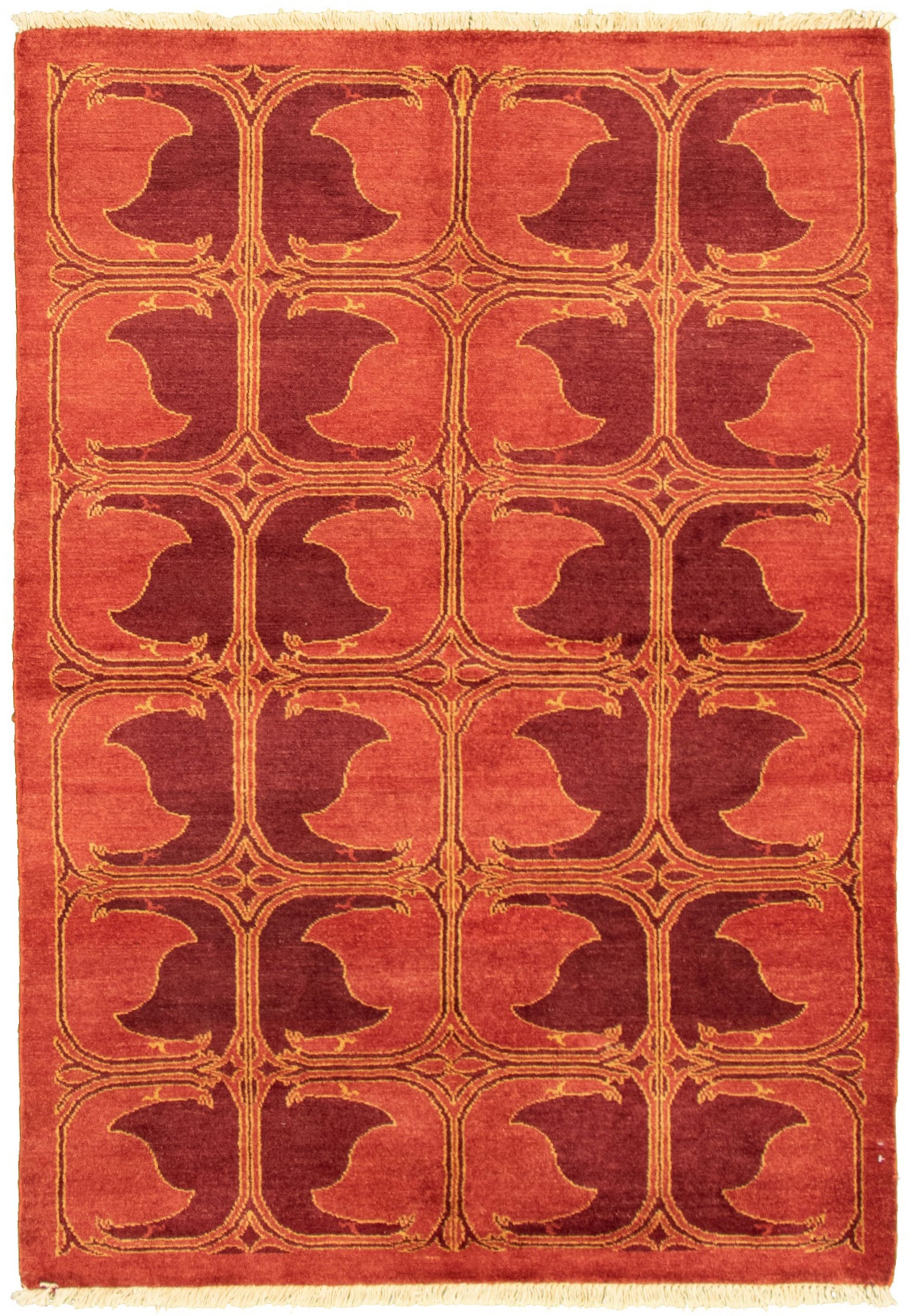 Hand-knotted Peshawar Ziegler Dark Copper Wool Rug 4'4" x 6'2" Size: 4'4" x 6'2"  