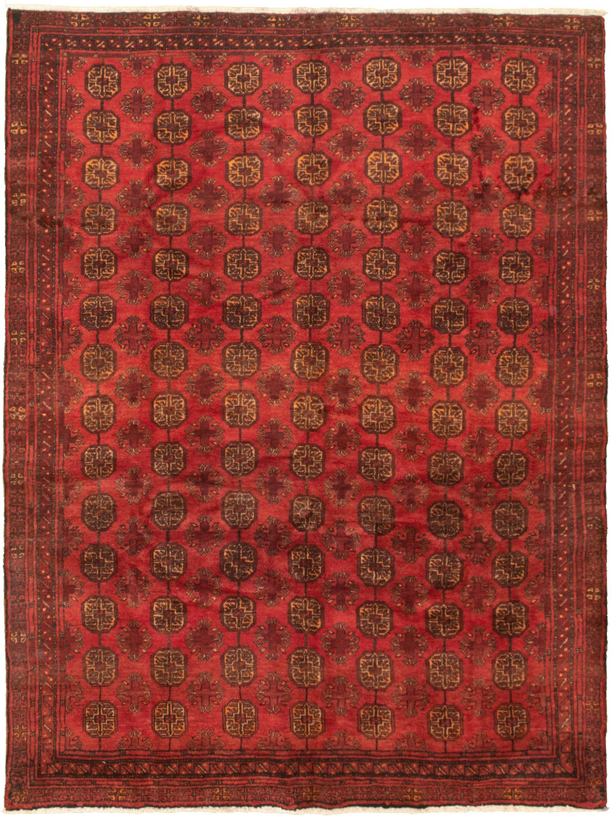 Hand-knotted Authentic Turkish Red Wool Rug 6'7" x 8'11" Size: 6'7" x 8'11"  