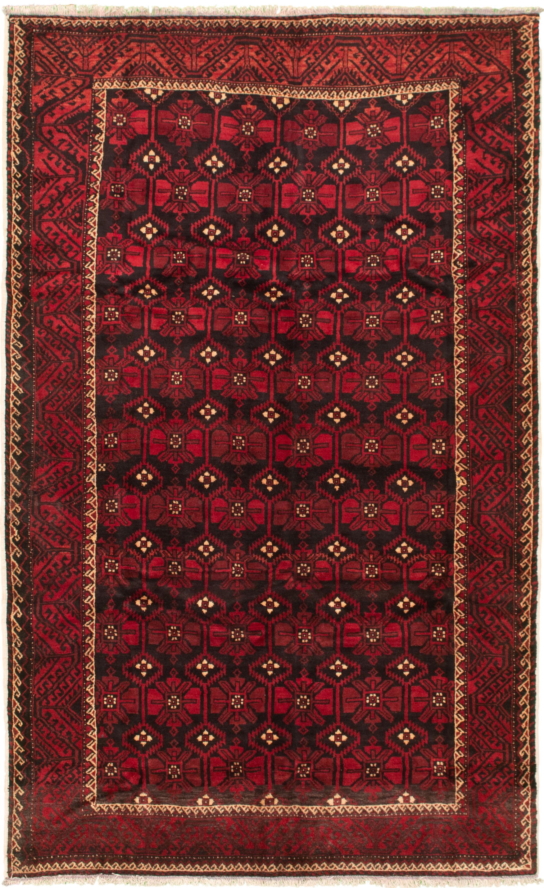 Hand-knotted Authentic Turkish Burgundy Wool Rug 5'9" x 9'7" Size: 5'9" x 9'7"  