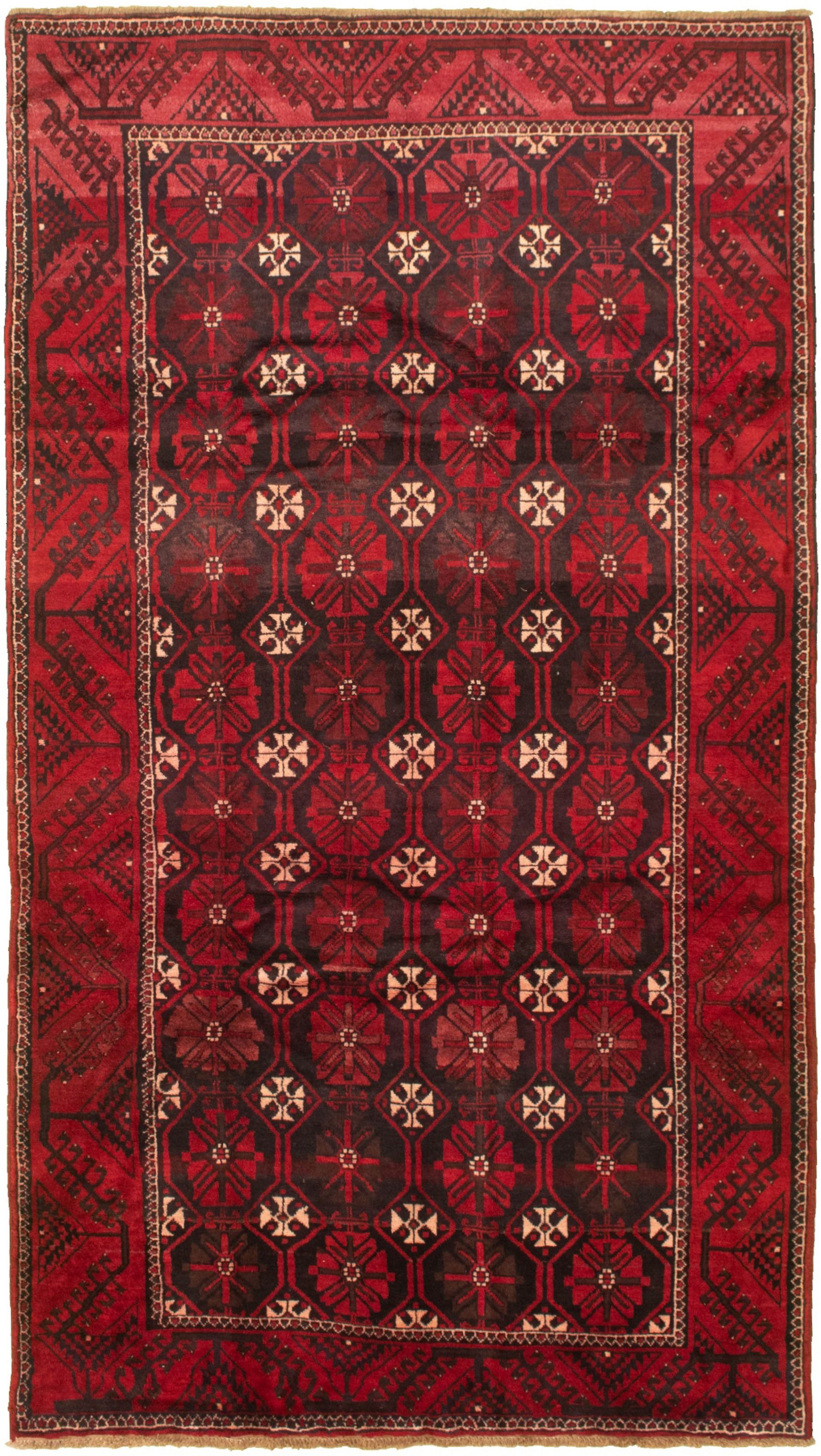 Hand-knotted Authentic Turkish Red Wool Rug 5'3" x 9'9" Size: 5'3" x 9'9"  