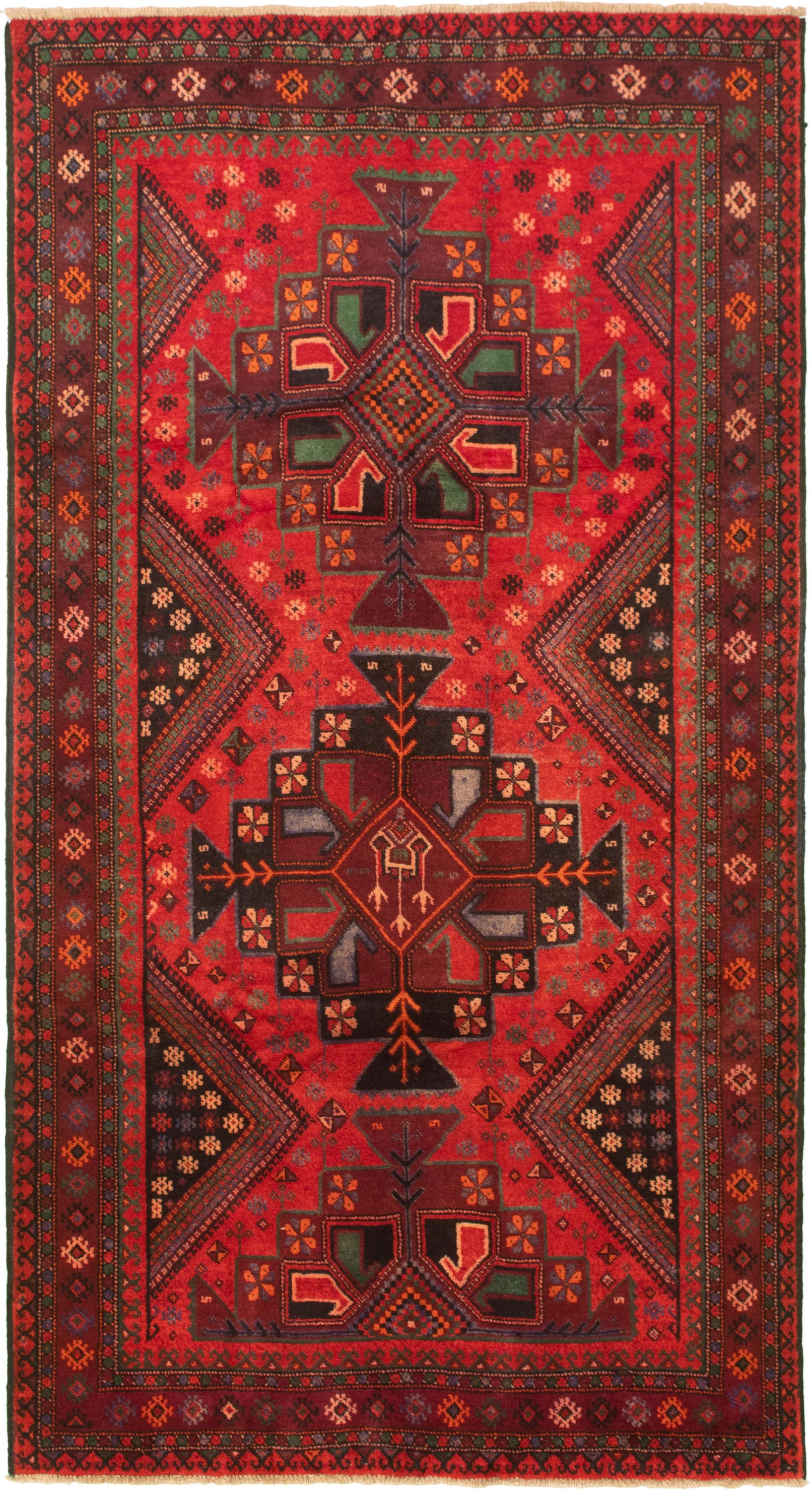 Hand-knotted Authentic Turkish Red Wool Rug 5'4" x 11'11" Size: 5'4" x 11'11"  