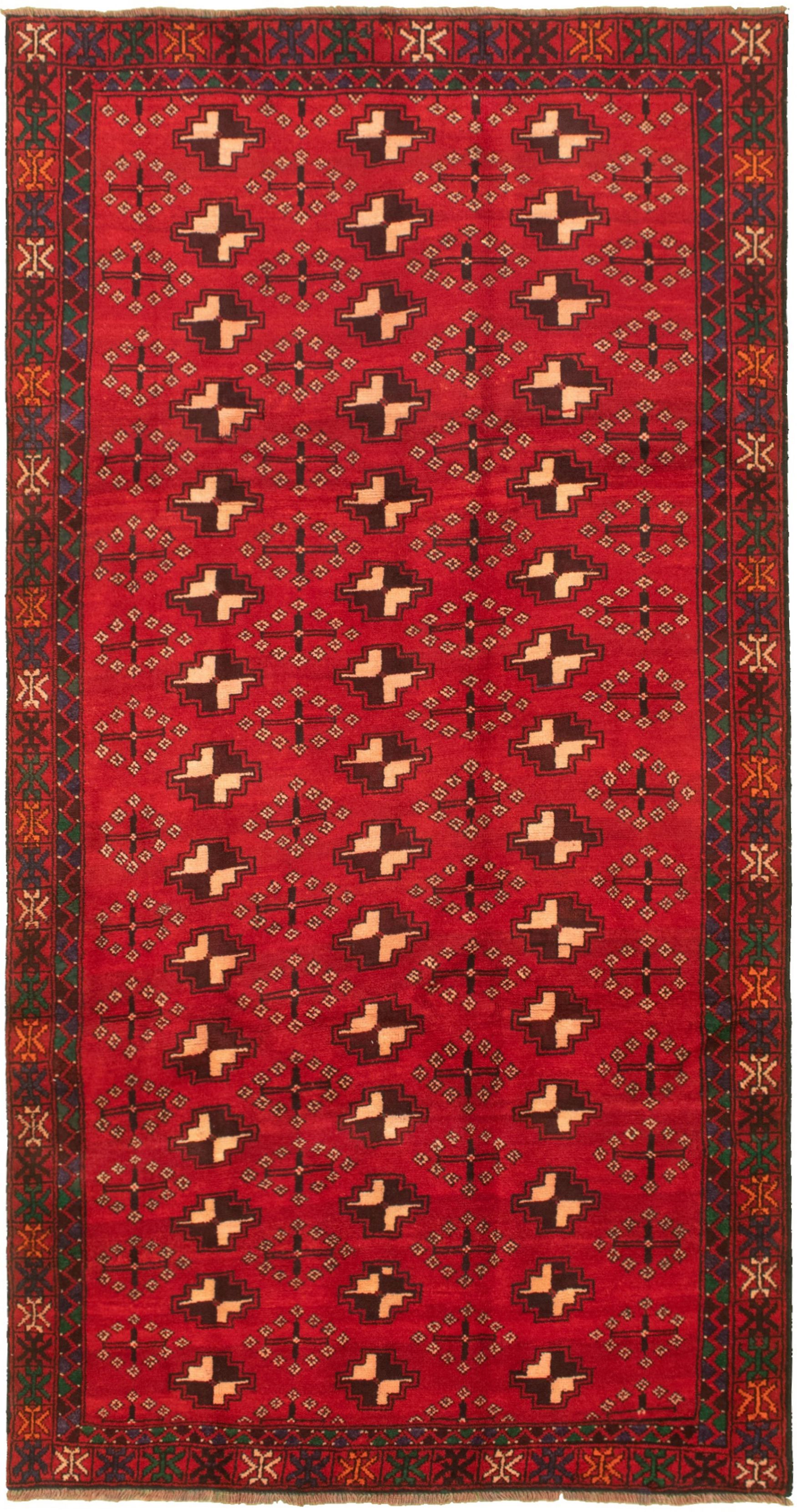 Hand-knotted Authentic Turkish Red Wool Rug 4'11" x 9'8" Size: 4'11" x 9'8"  