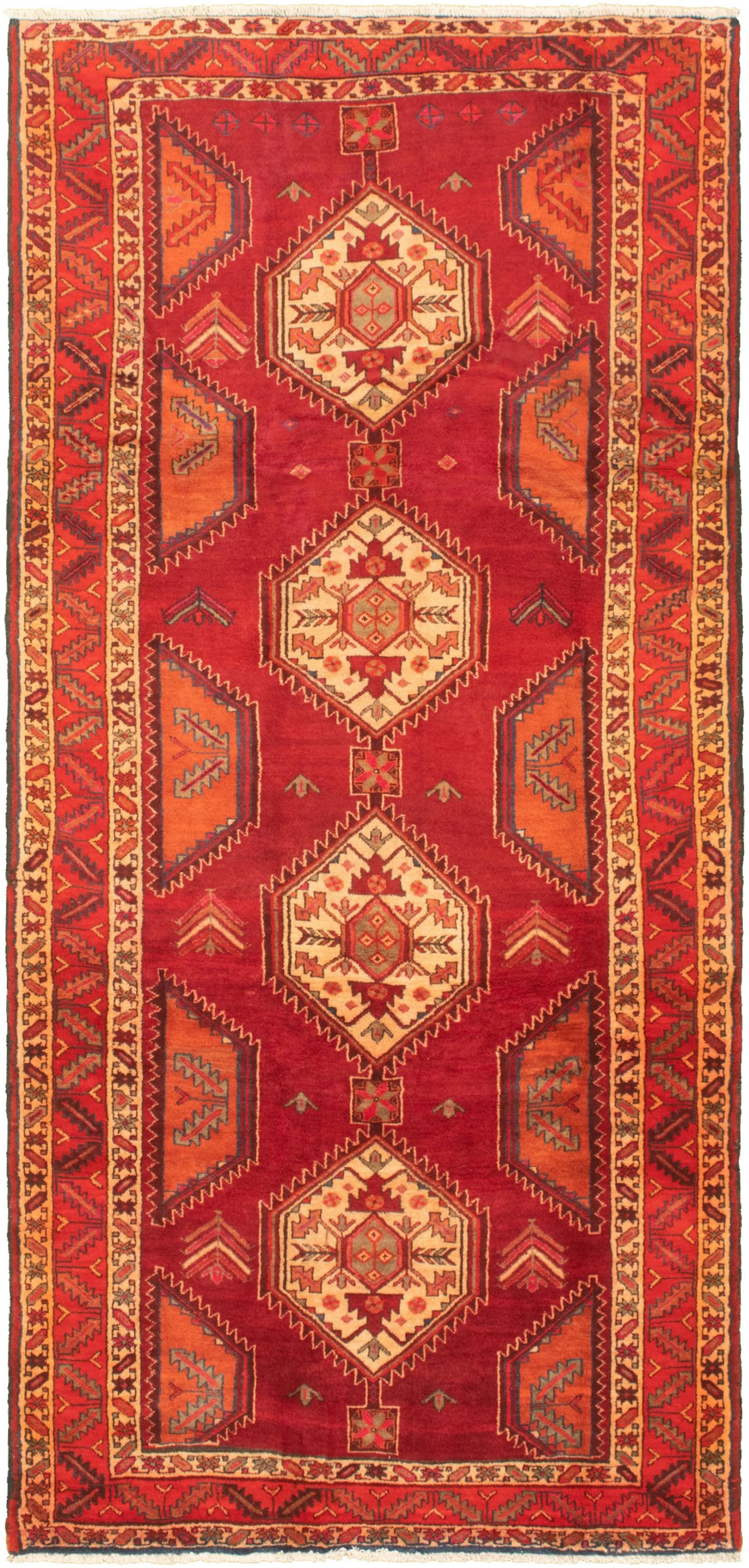 Hand-knotted Authentic Turkish Burgundy Wool Rug 4'4" x 9'5" Size: 4'4" x 9'5"  