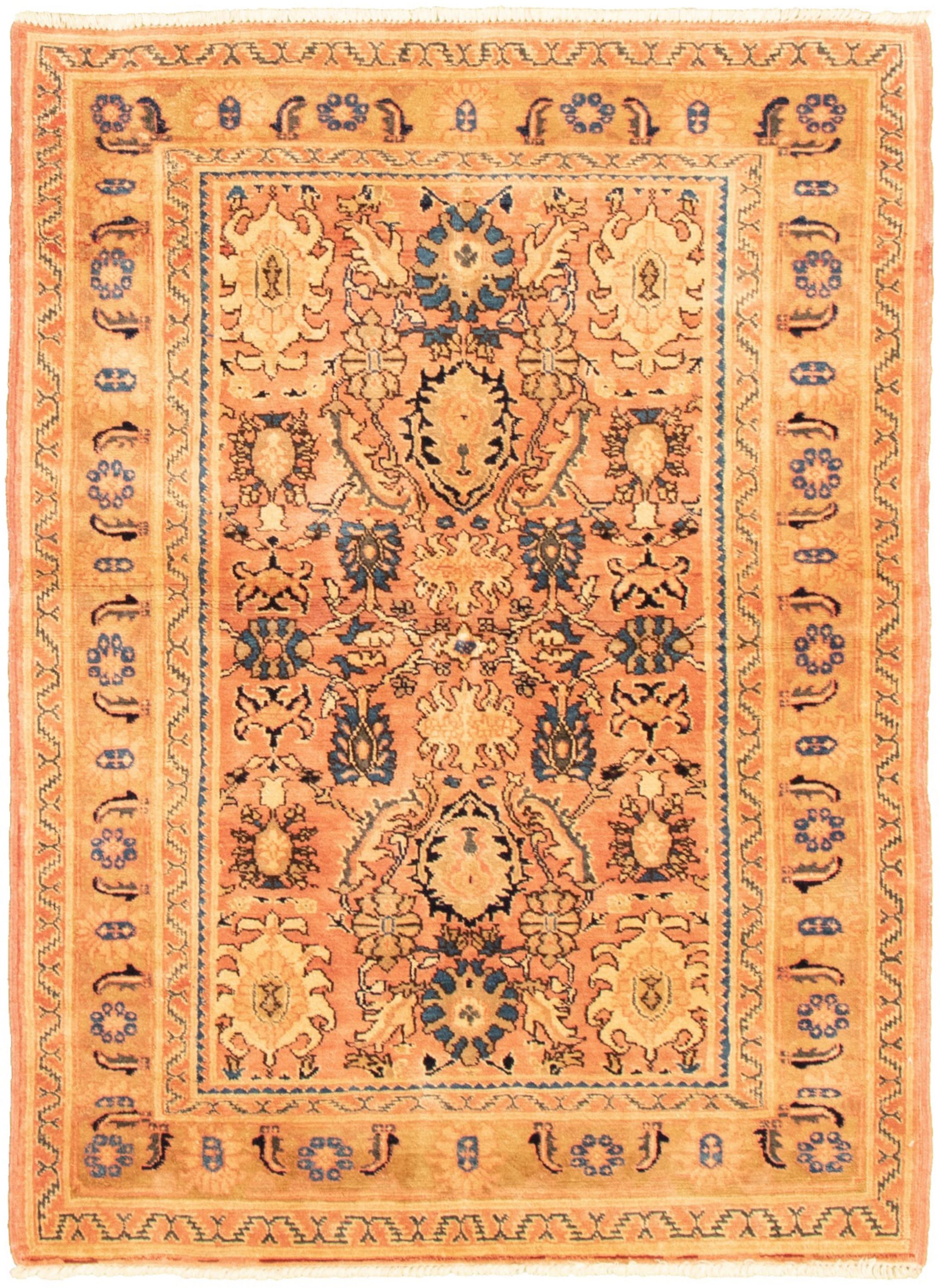 Hand-knotted Peshawar Ziegler Copper Wool Rug 4'0" x 5'7" Size: 4'0" x 5'7"  