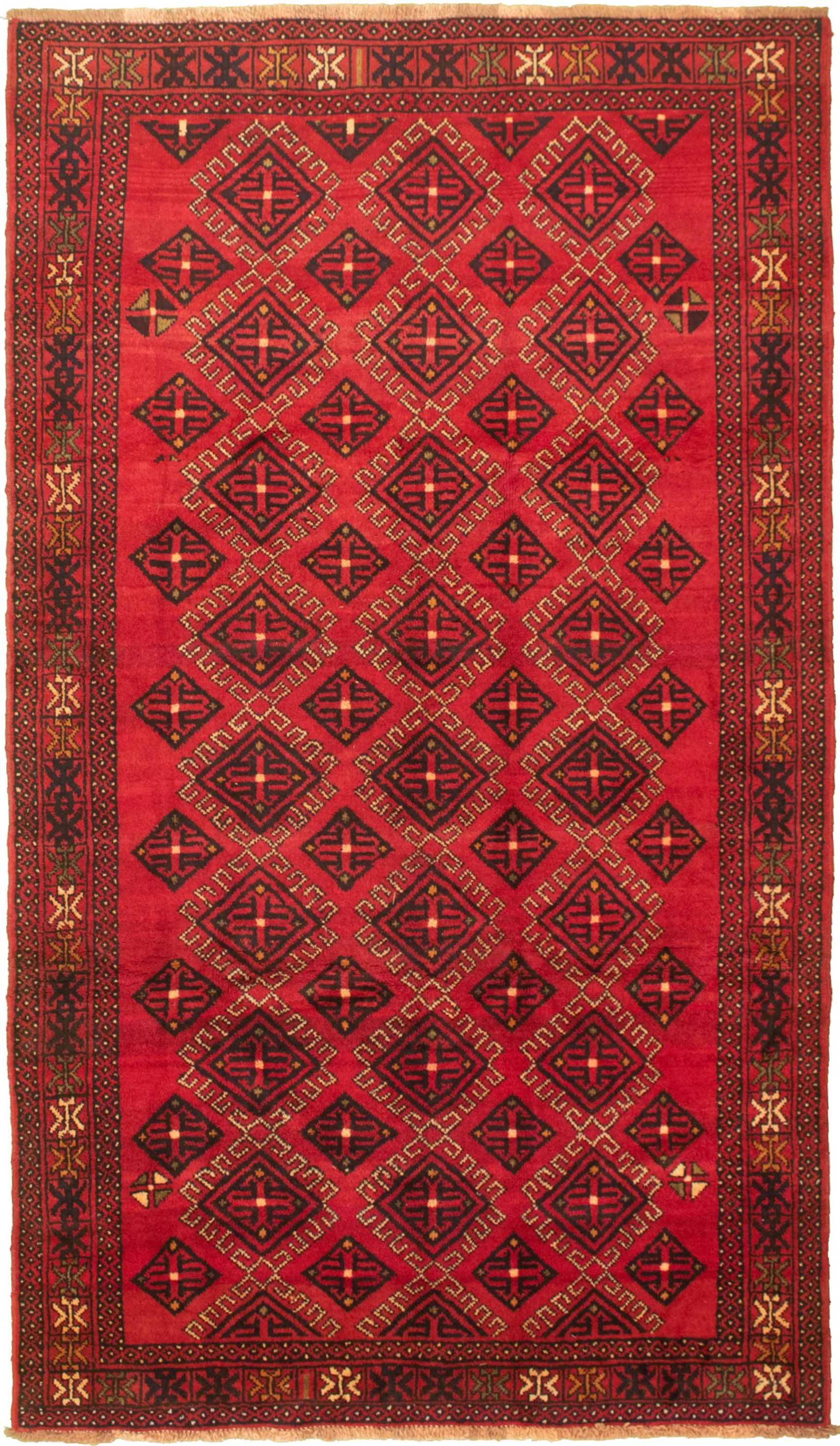 Hand-knotted Authentic Turkish Red Wool Rug 4'11" x 9'4"  Size: 4'11" x 9'4"  