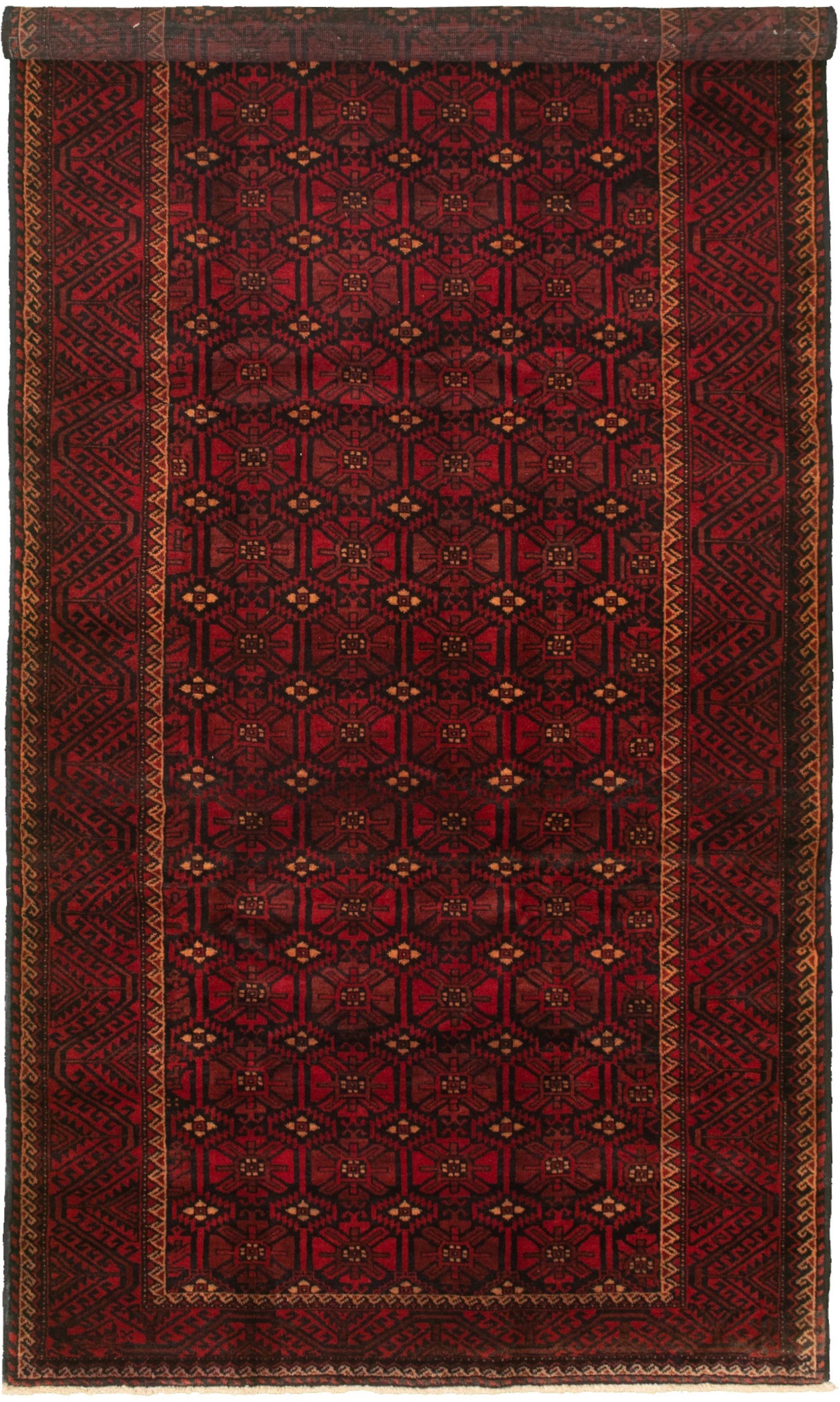 Hand-knotted Authentic Turkish Red Wool Rug 5'2" x 11'2" Size: 5'2" x 11'2"  