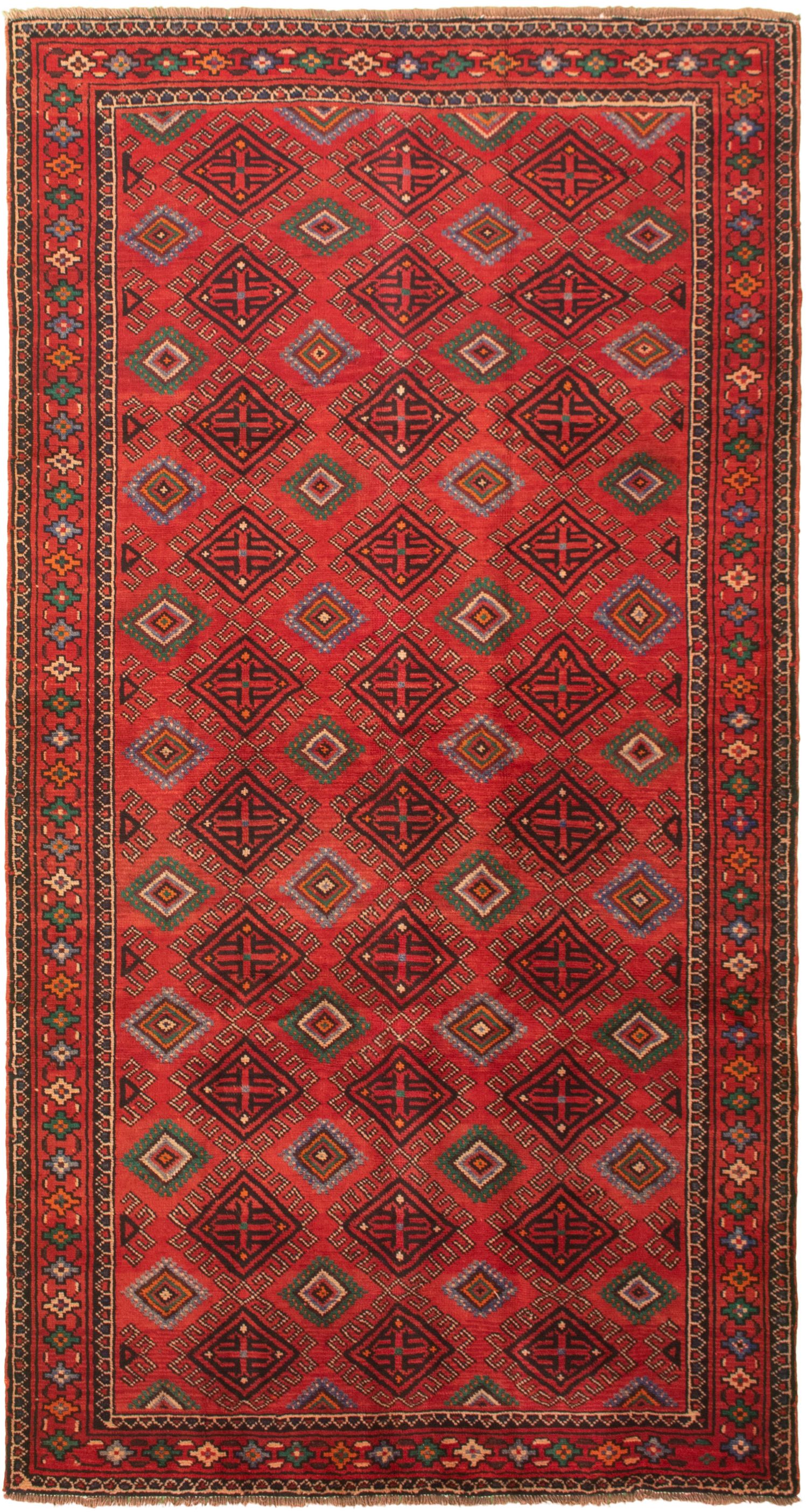 Hand-knotted Authentic Turkish Red Wool Rug 4'11" x 9'9" Size: 4'11" x 9'9"  