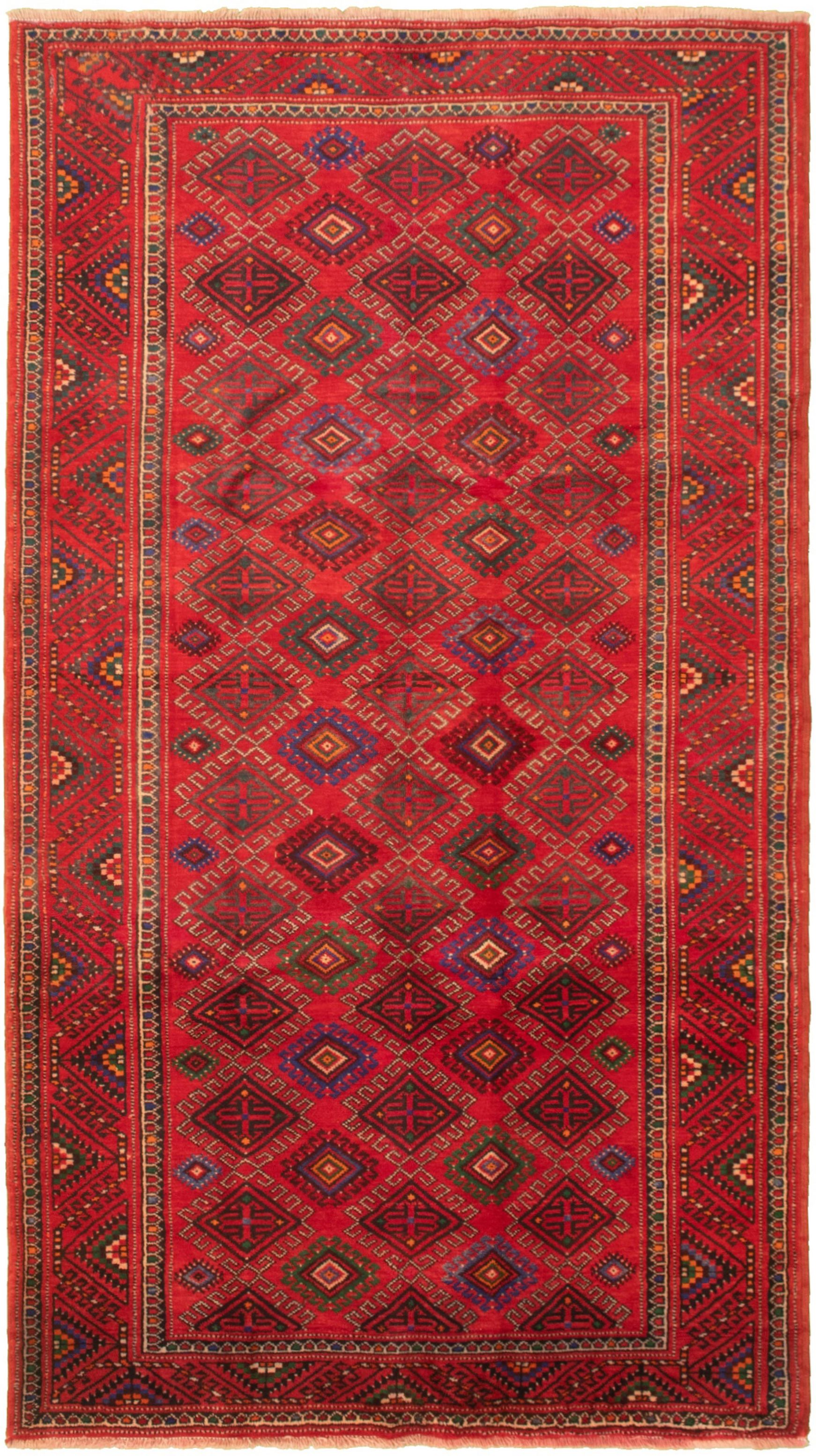 Hand-knotted Authentic Turkish Red Wool Rug 5'2" x 9'9"  Size: 5'2" x 9'9"  