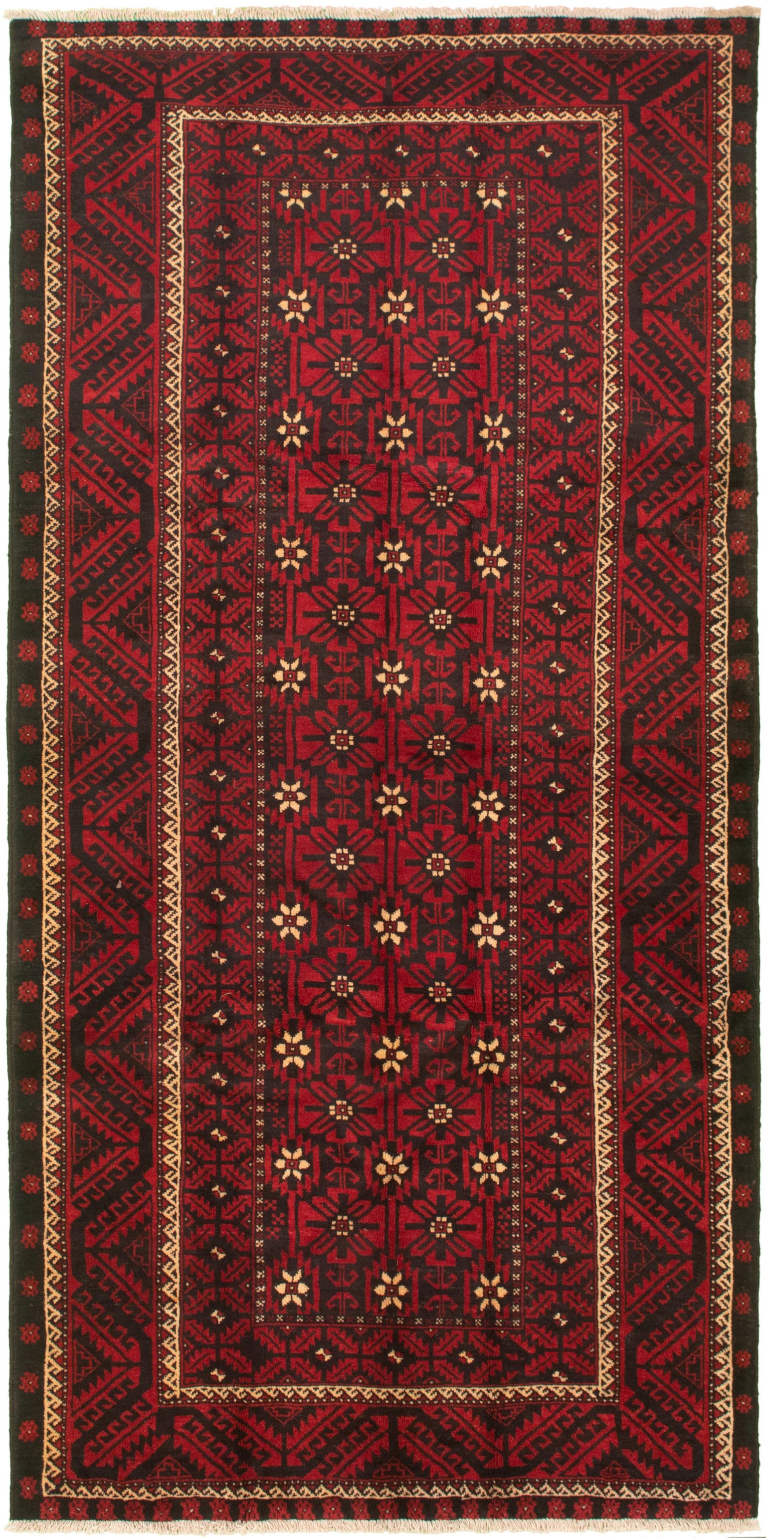 Hand-knotted Authentic Turkish Red Wool Rug 4'7" x 10'0" Size: 4'7" x 10'0"  