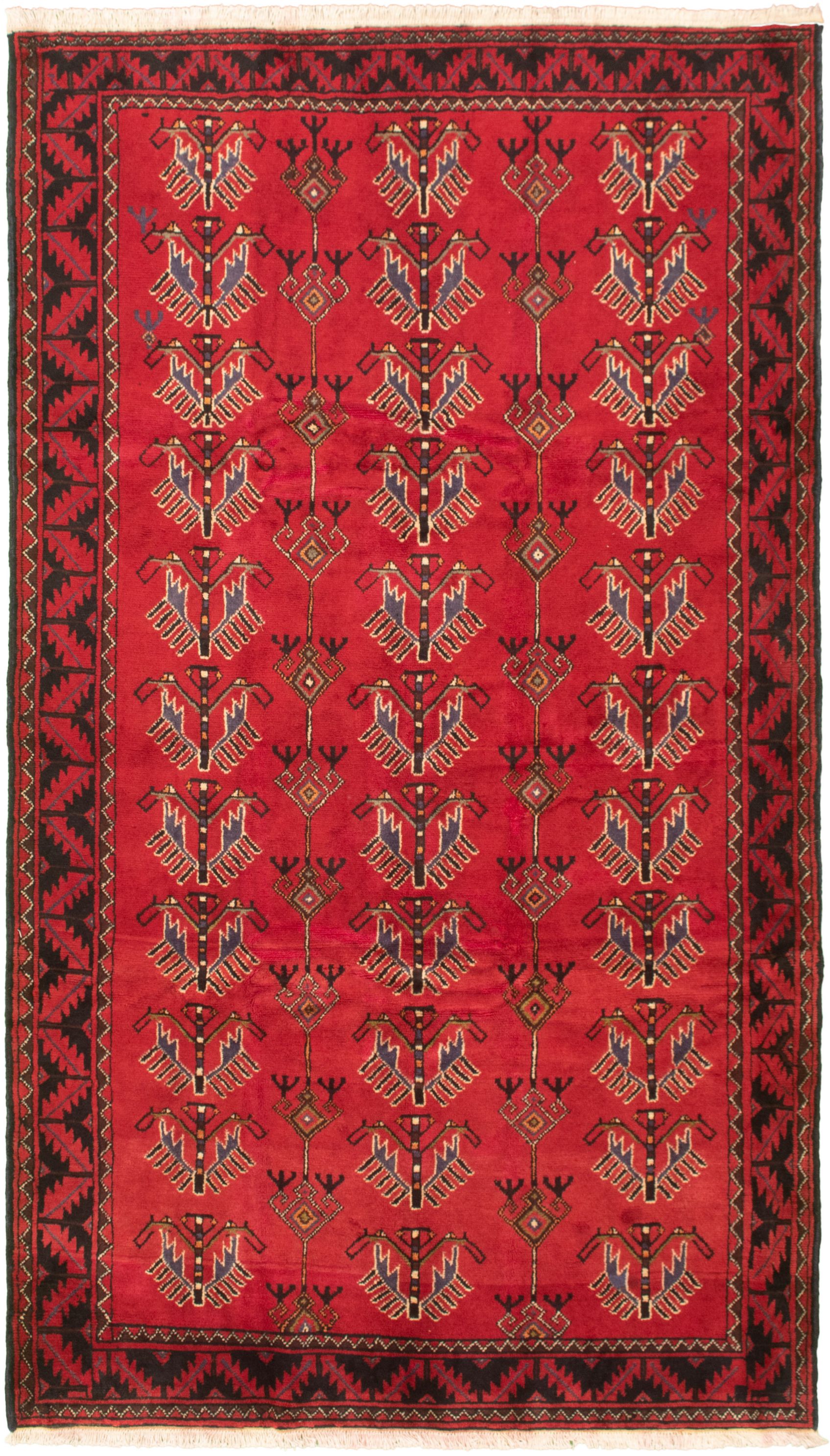 Hand-knotted Authentic Turkish Red Wool Rug 5'8" x 9'10" Size: 5'8" x 9'10"  