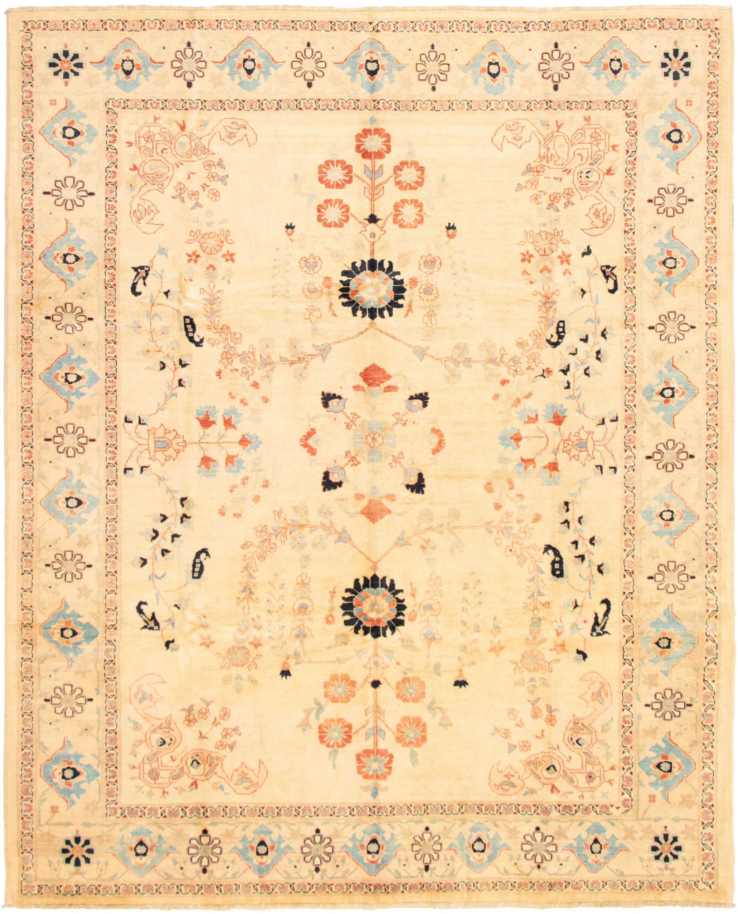 Hand-knotted Chobi Finest Ivory Wool Rug 9'2" x 11'2" Size: 9'2" x 11'2"  