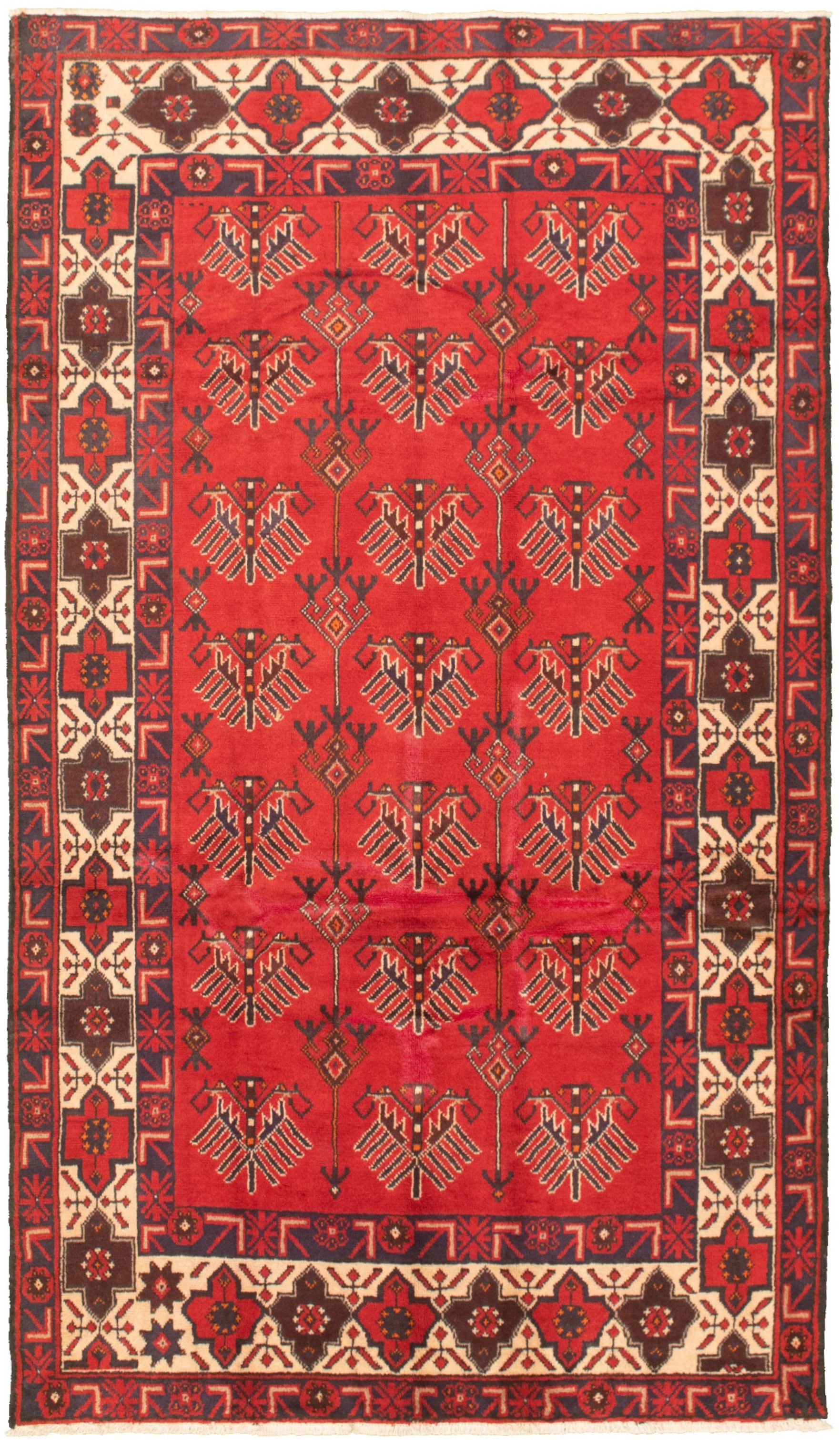 Hand-knotted Authentic Turkish Red Wool Rug 5'3" x 9'6" Size: 5'3" x 9'6"  