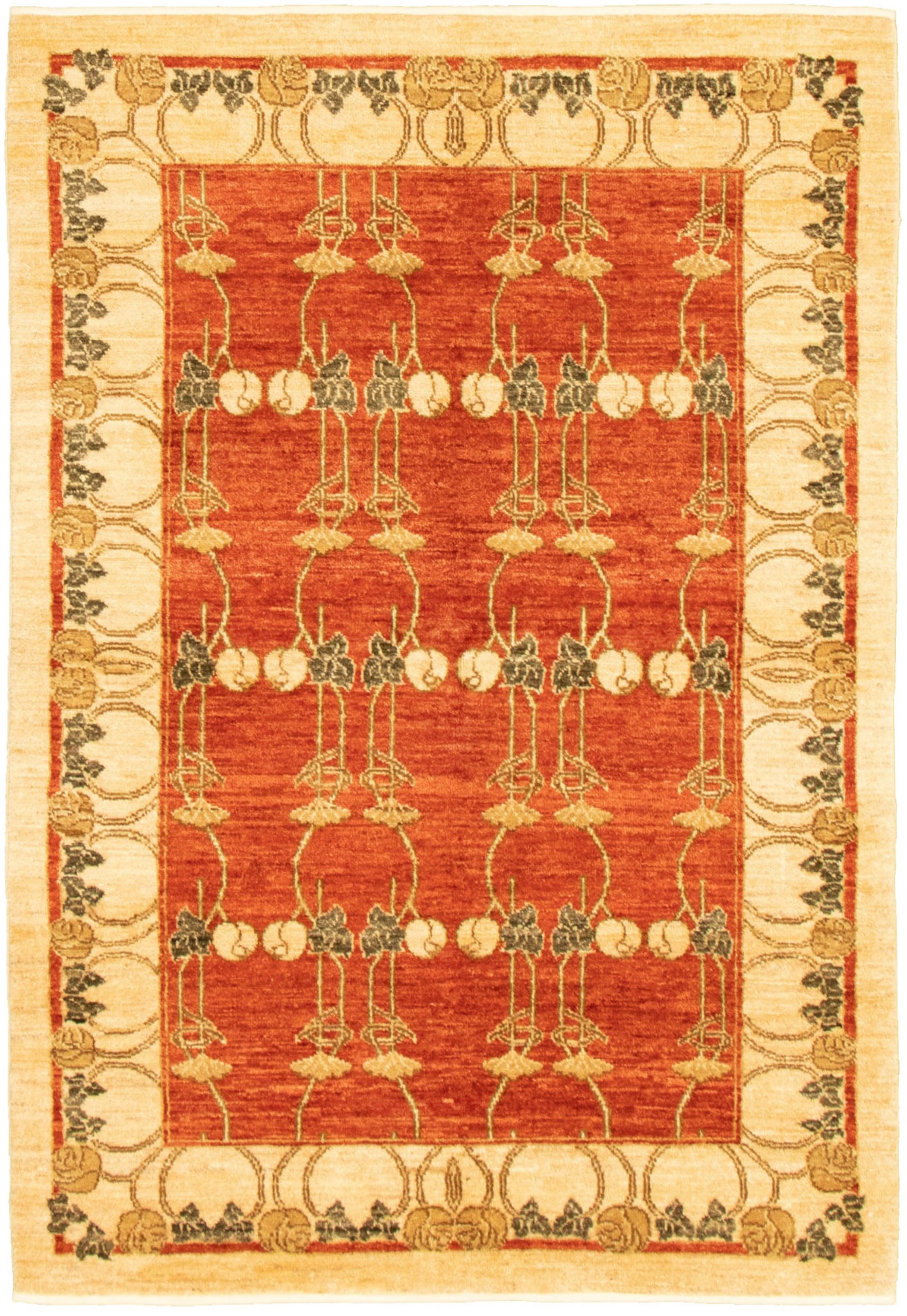 Hand-knotted Peshawar Ziegler Copper Wool Rug 4'3" x 6'2" Size: 4'3" x 6'2"  