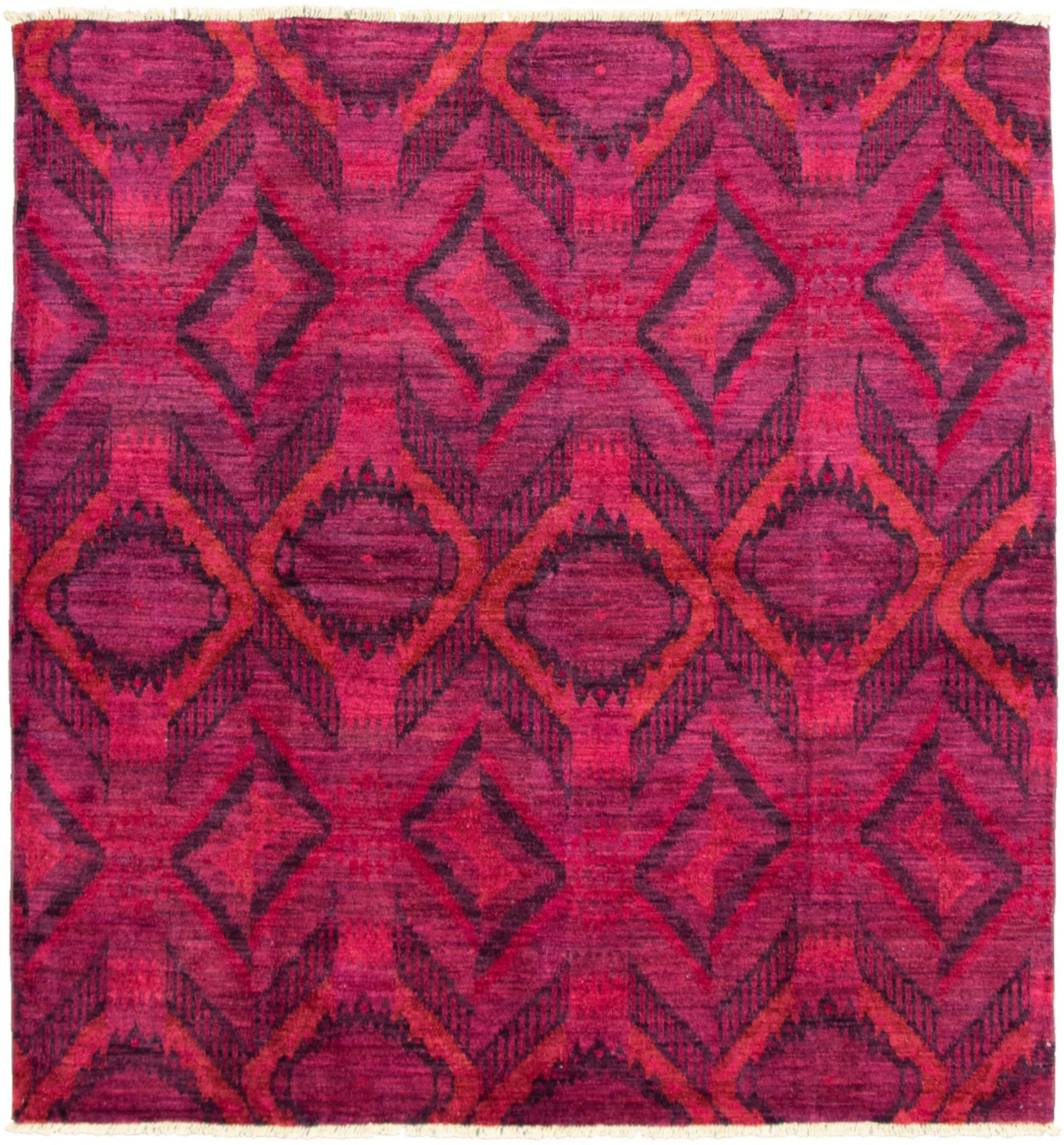 Hand-knotted Tangier Dark Pink Wool Rug 7'10" x 8'4" Size: 7'10" x 8'4"  