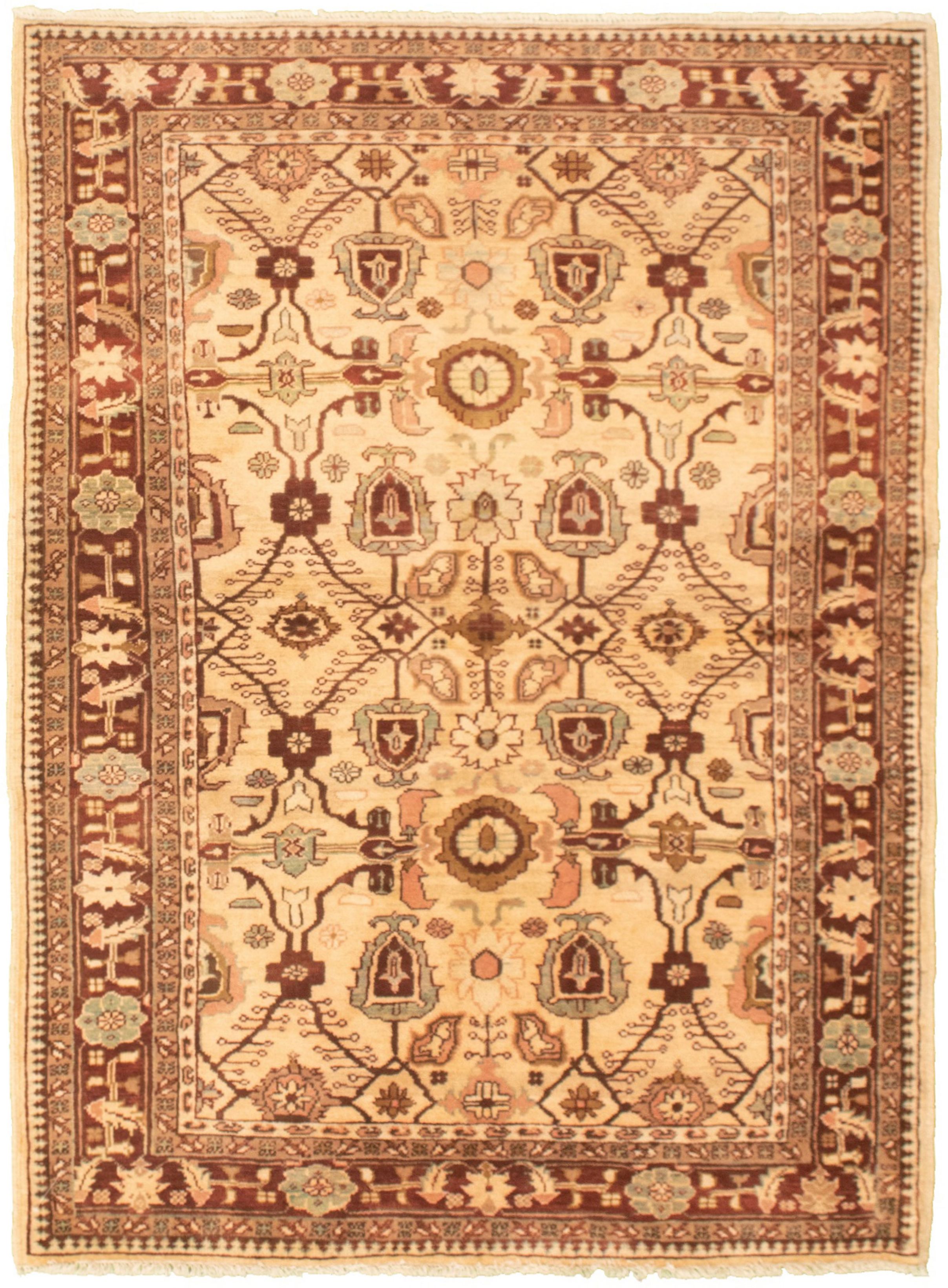 Hand-knotted Chobi Twisted Cream Wool Rug 4'4" x 6'0" Size: 4'4" x 6'0"  