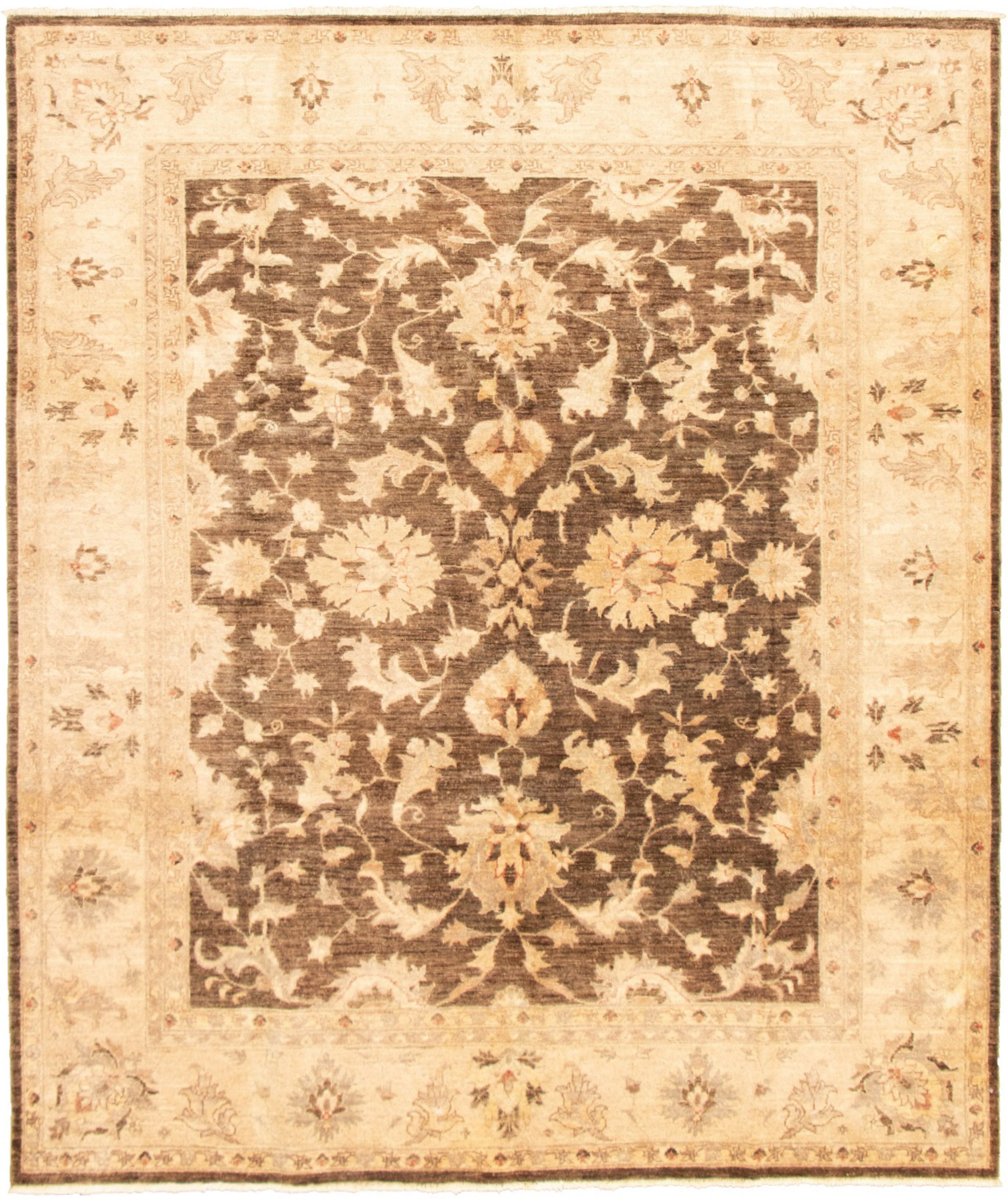 Hand-knotted Peshawar Oushak Brown Wool Rug 8'1" x 10'3" Size: 8'1" x 10'3"  