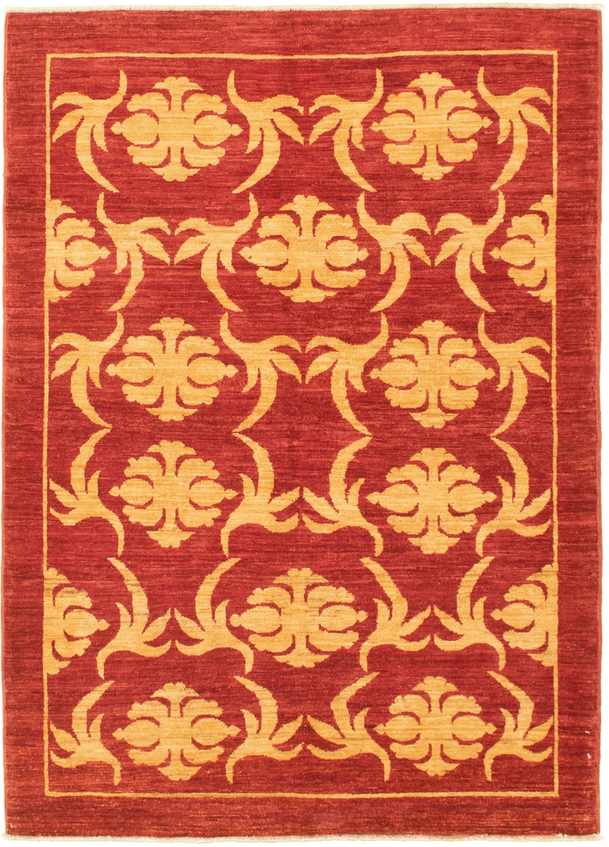 Hand-knotted Peshawar Ziegler Red Wool Rug 4'1" x 5'10" Size: 4'1" x 5'10"  