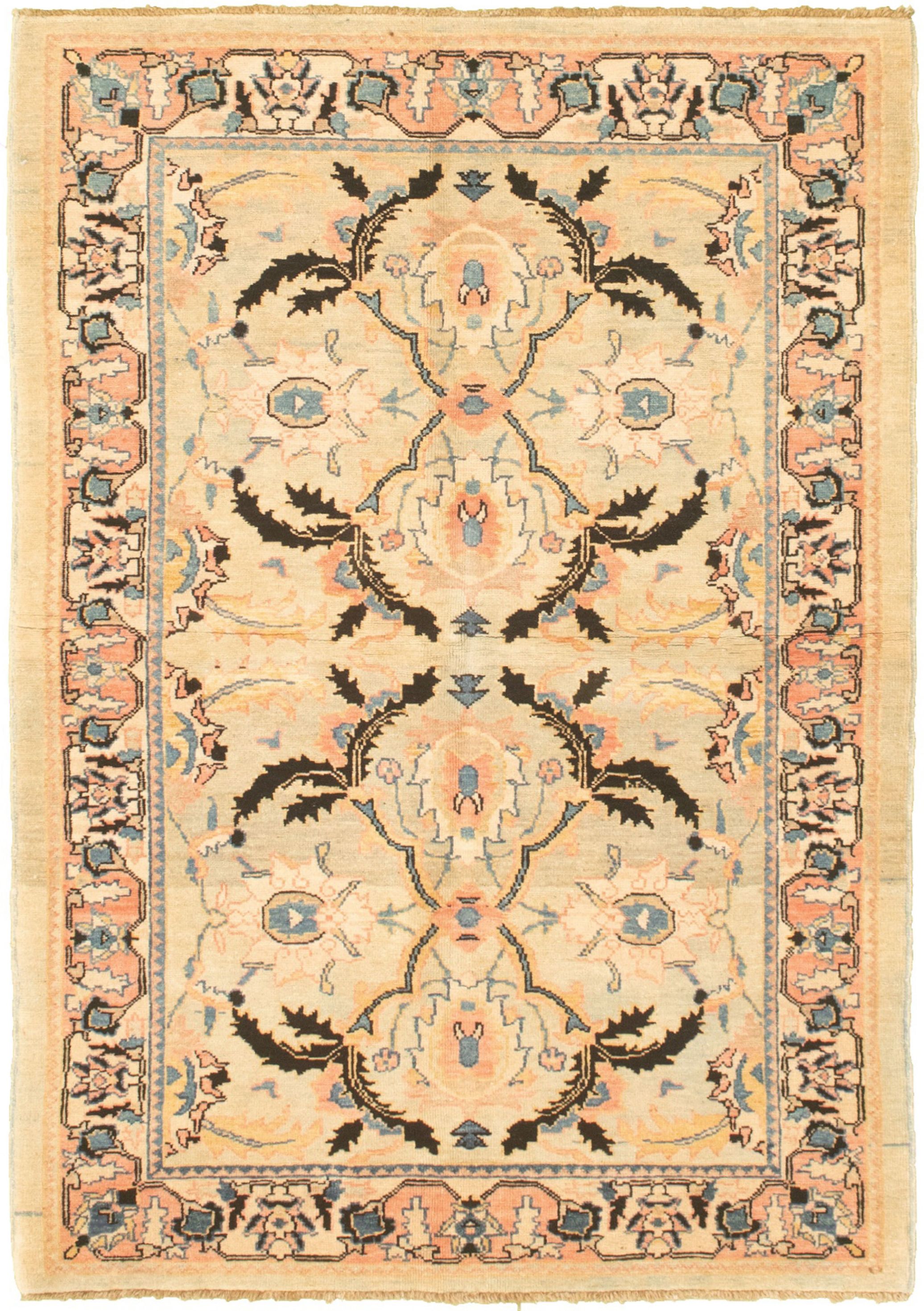 Hand-knotted Chobi Twisted Cream Wool Rug 4'4" x 5'10" Size: 4'4" x 5'10"  