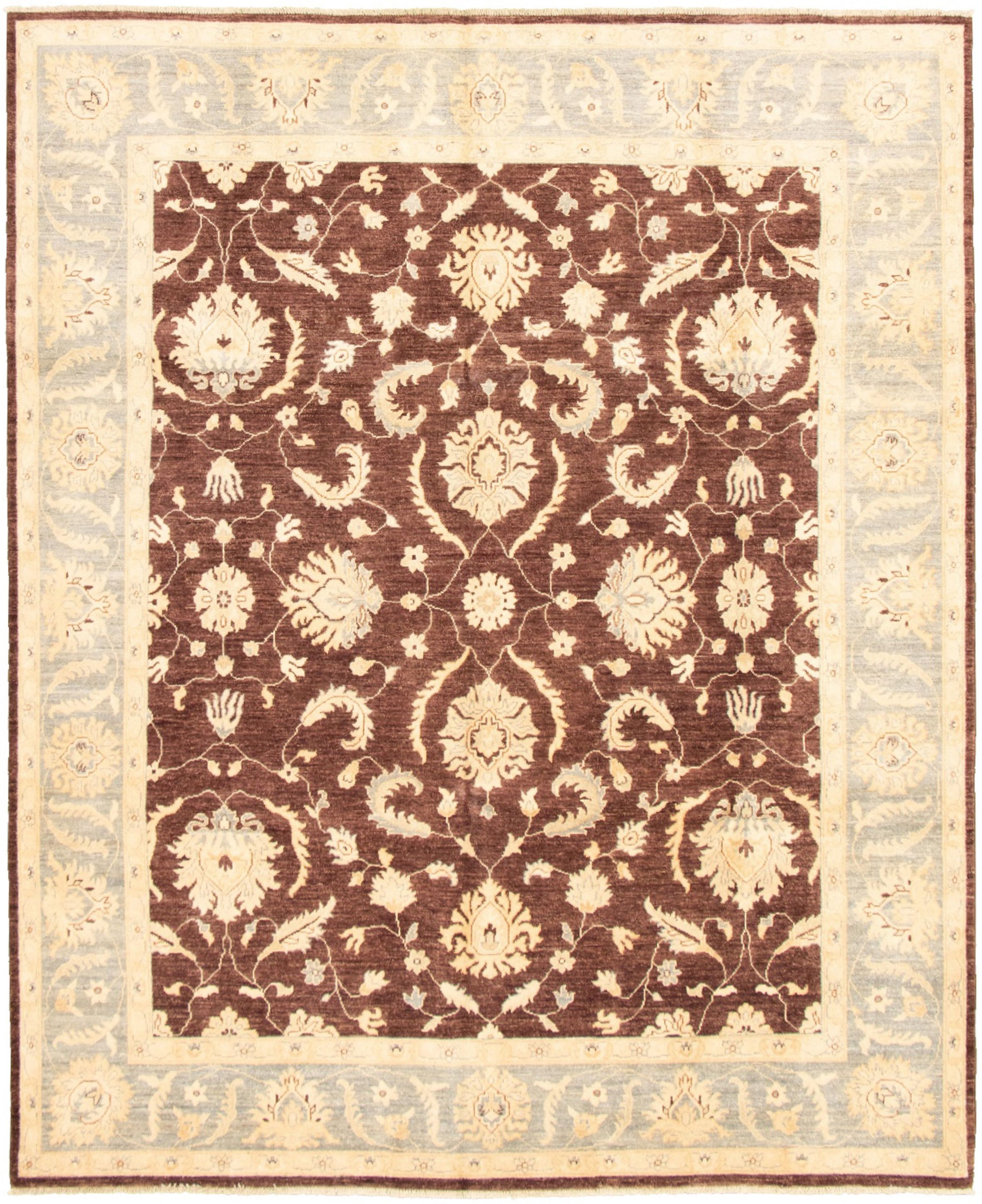 Hand-knotted Peshawar Oushak Dark Brown Wool Rug 7'10" x 9'9" Size: 7'10" x 9'9"  