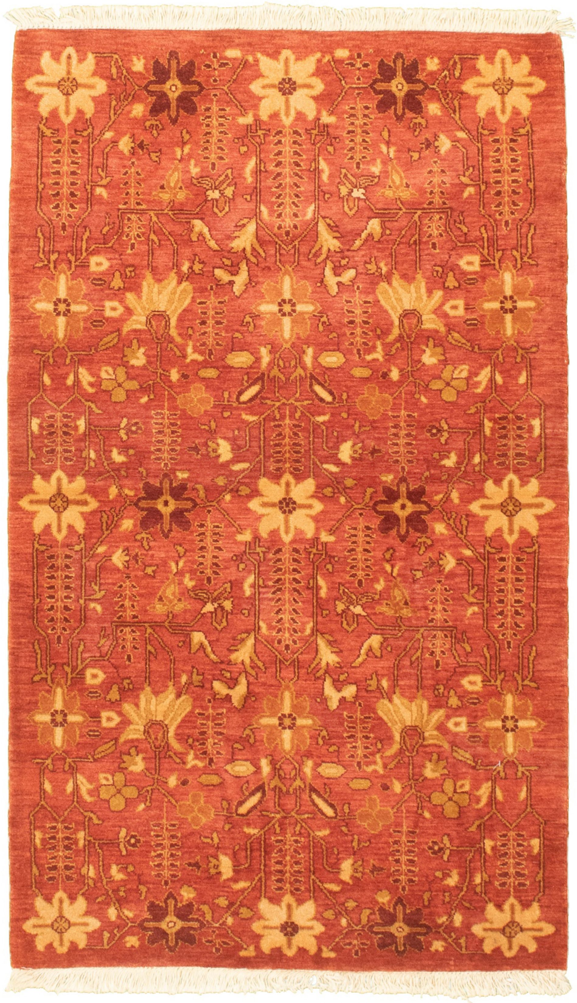Hand-knotted Peshawar Ziegler Red Wool Rug 3'1" x 5'5" Size: 3'1" x 5'5"  