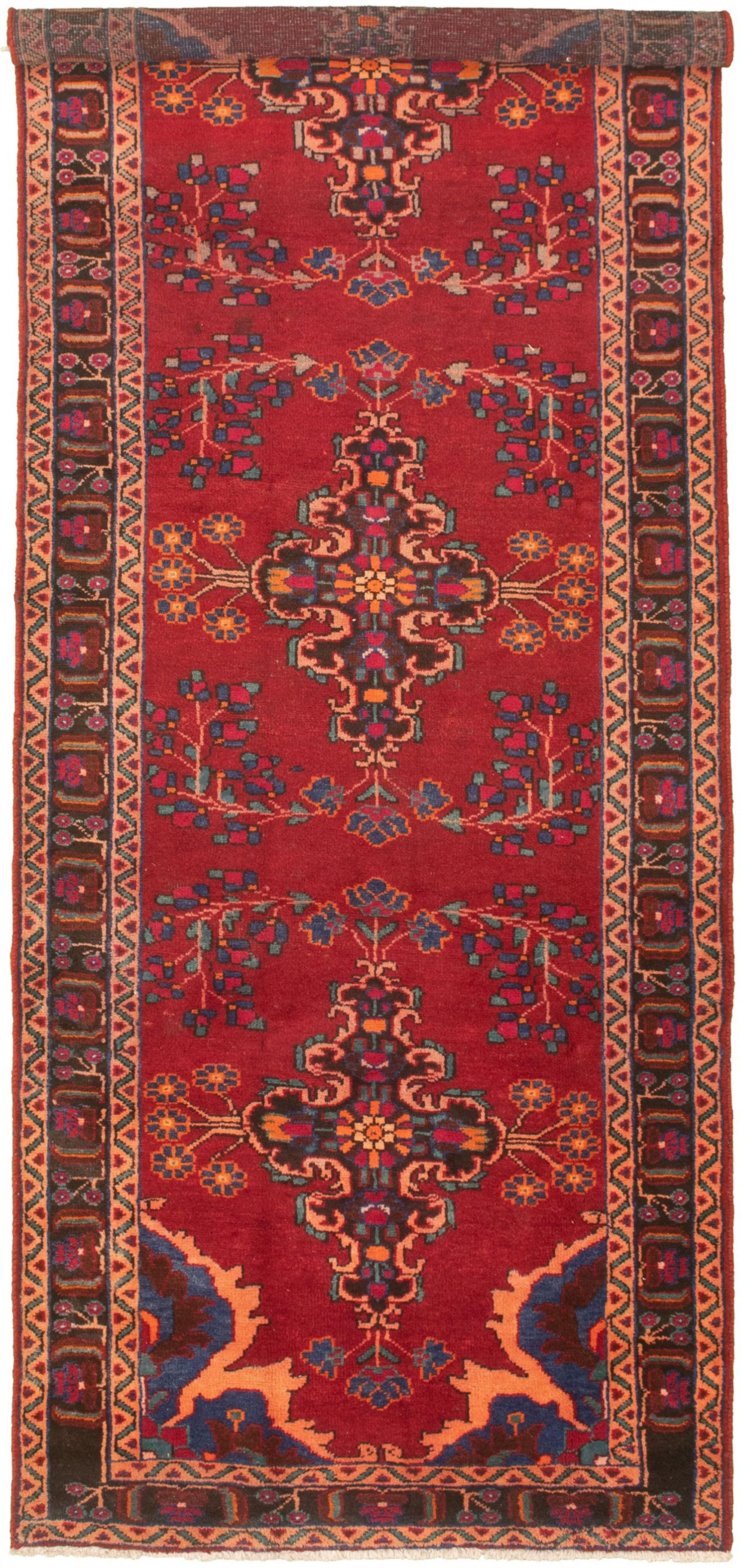 Hand-knotted Authentic Turkish Dark Red Wool Rug 3'11" x 11'1" Size: 3'11" x 11'1"  