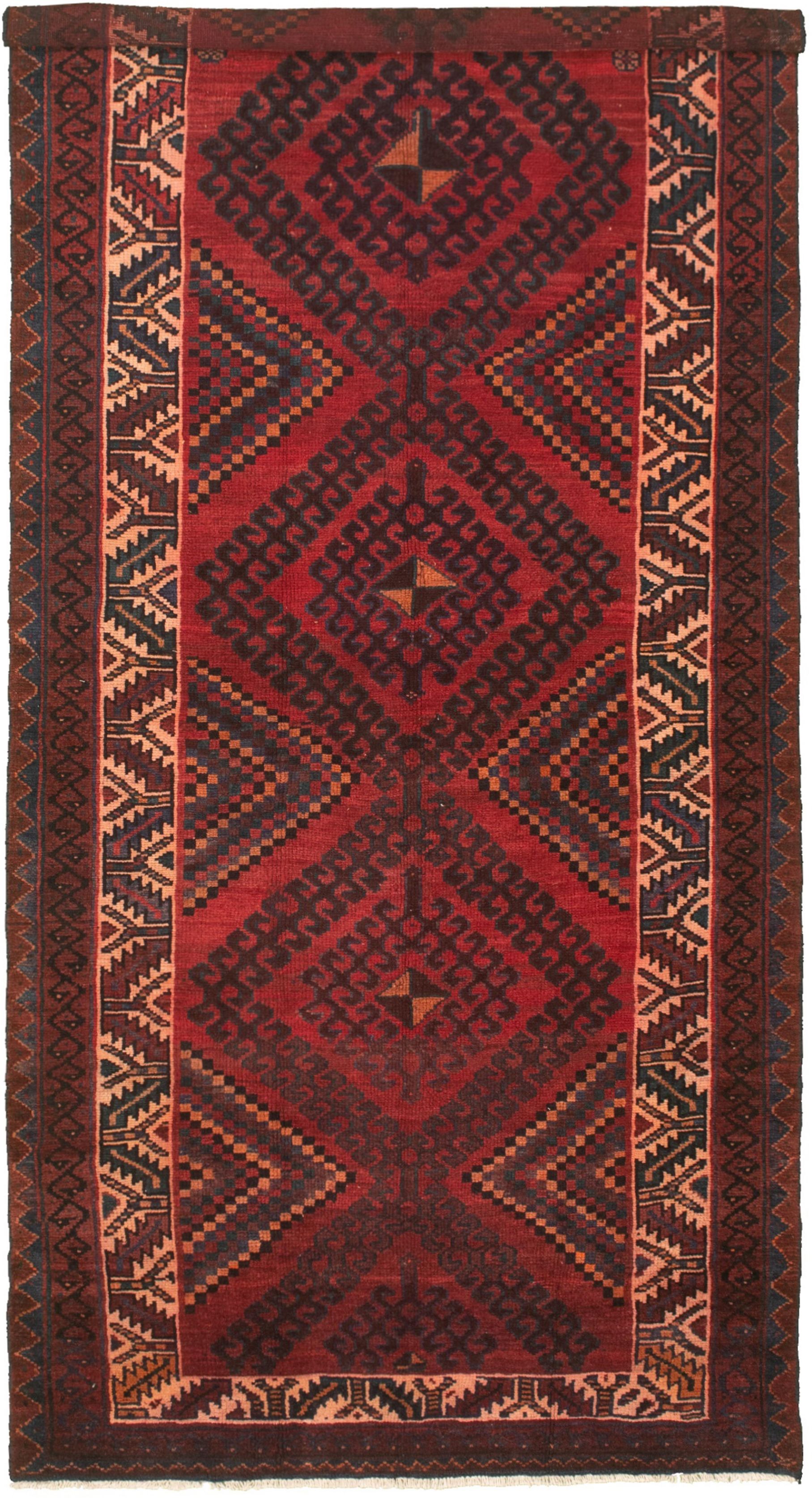 Hand-knotted Authentic Turkish Dark Red Wool Rug 4'11" x 10'5" Size: 4'11" x 10'5"  