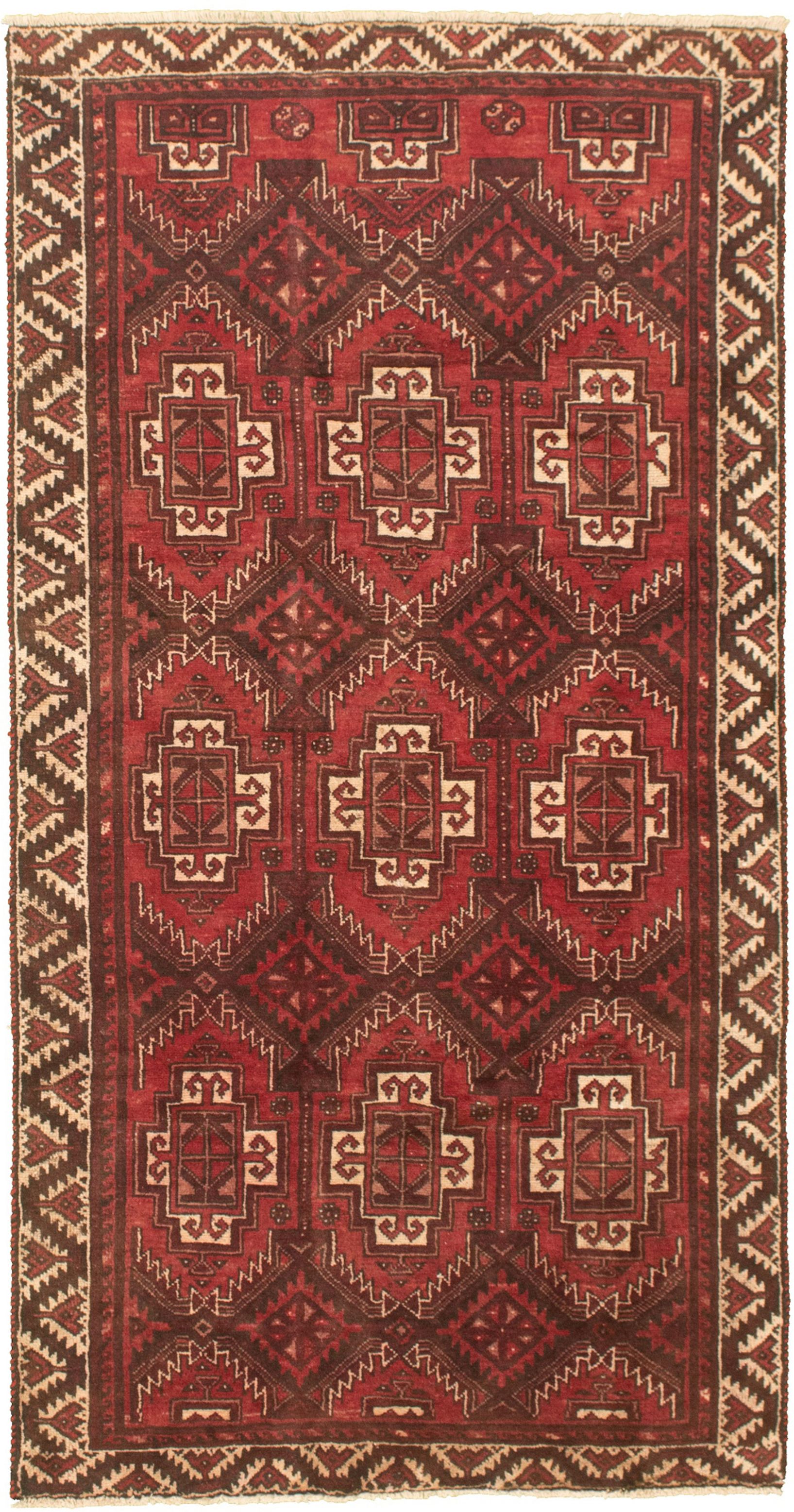 Hand-knotted Authentic Turkish Red Wool Rug 3'9" x 7'7" Size: 3'9" x 7'7"  