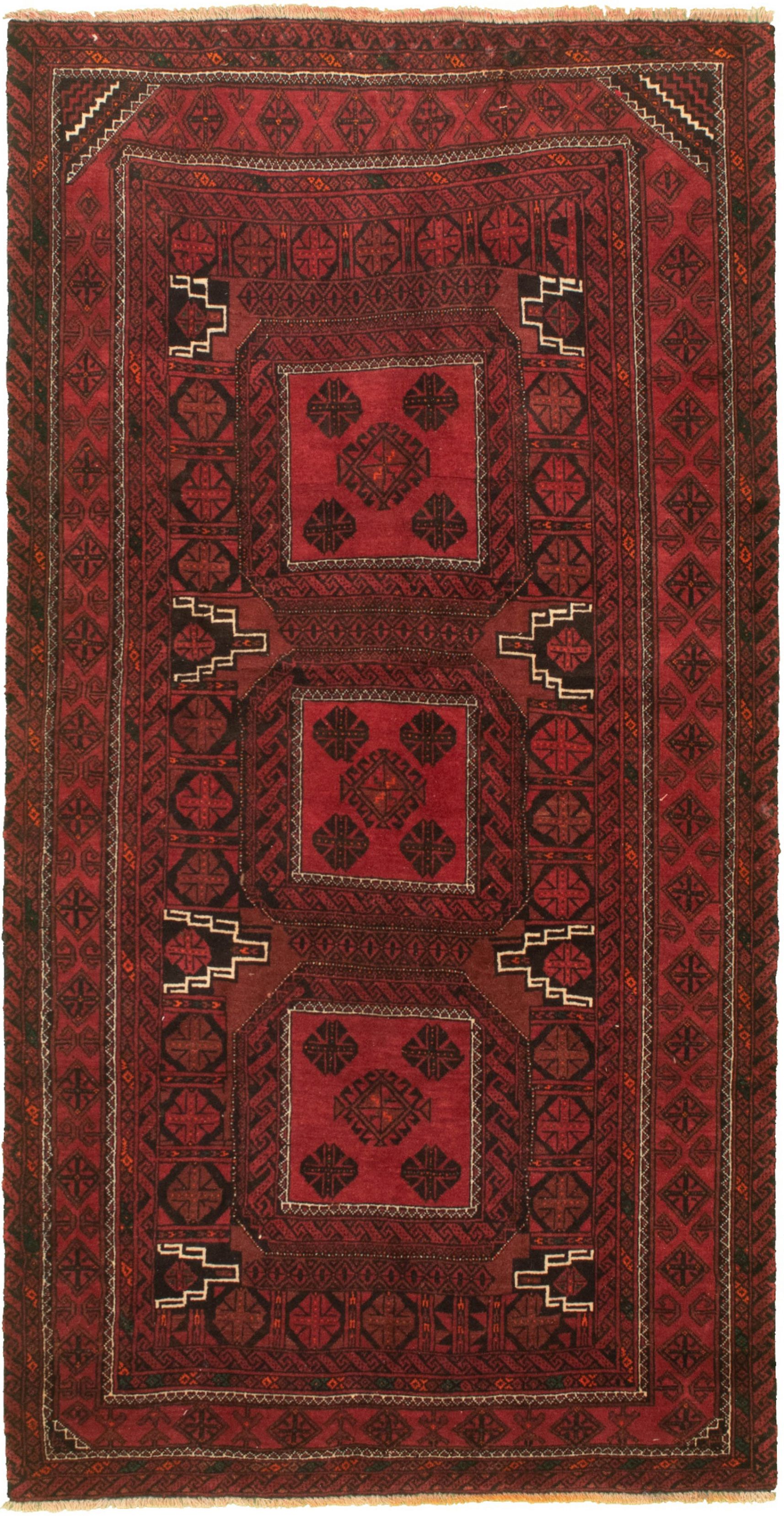 Hand-knotted Authentic Turkish Dark Red Wool Rug 4'3" x 8'4" Size: 4'3" x 8'4"  