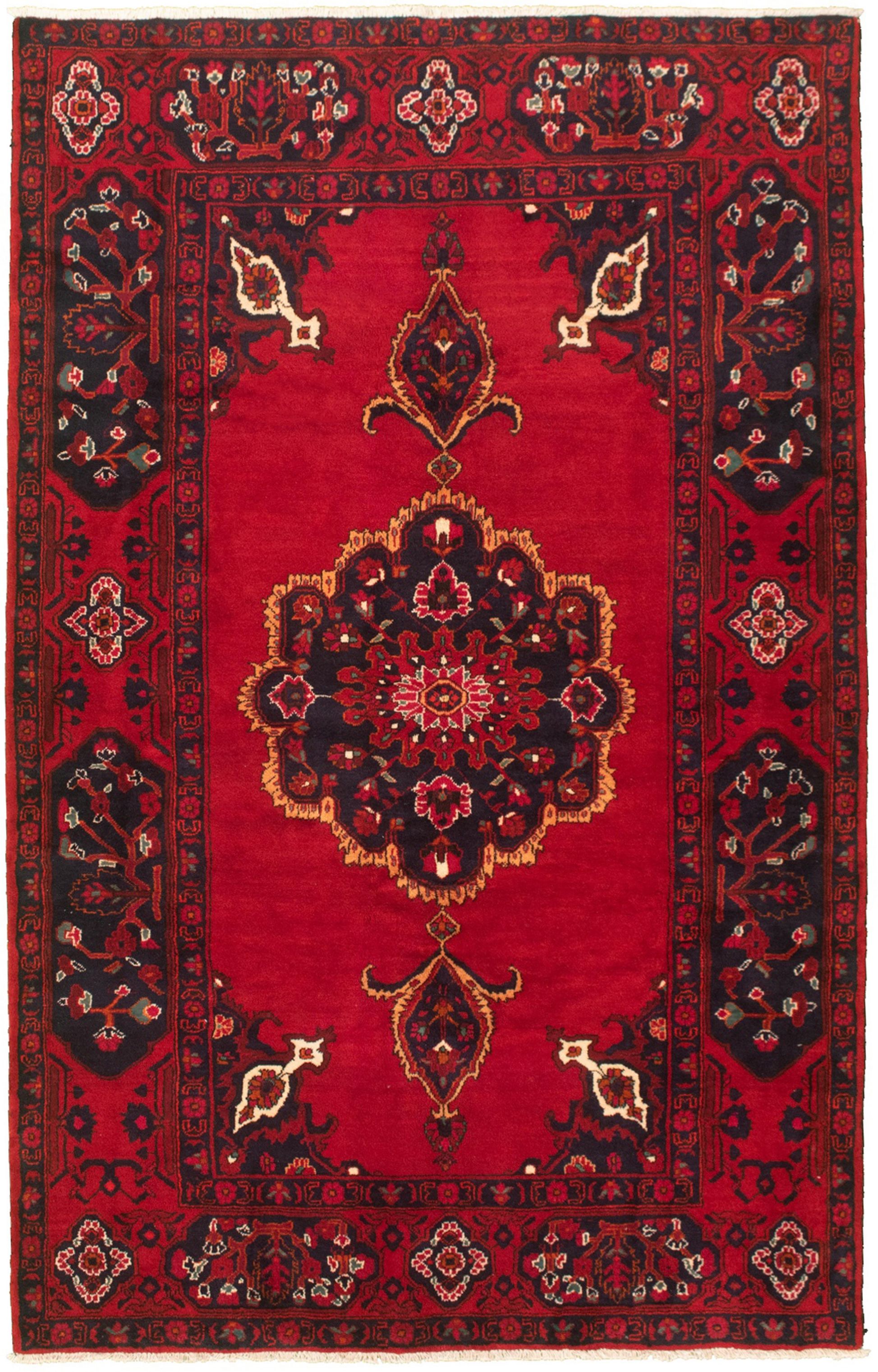 Hand-knotted Authentic Turkish Red Wool Rug 5'9" x 9'0" Size: 5'9" x 9'0"  