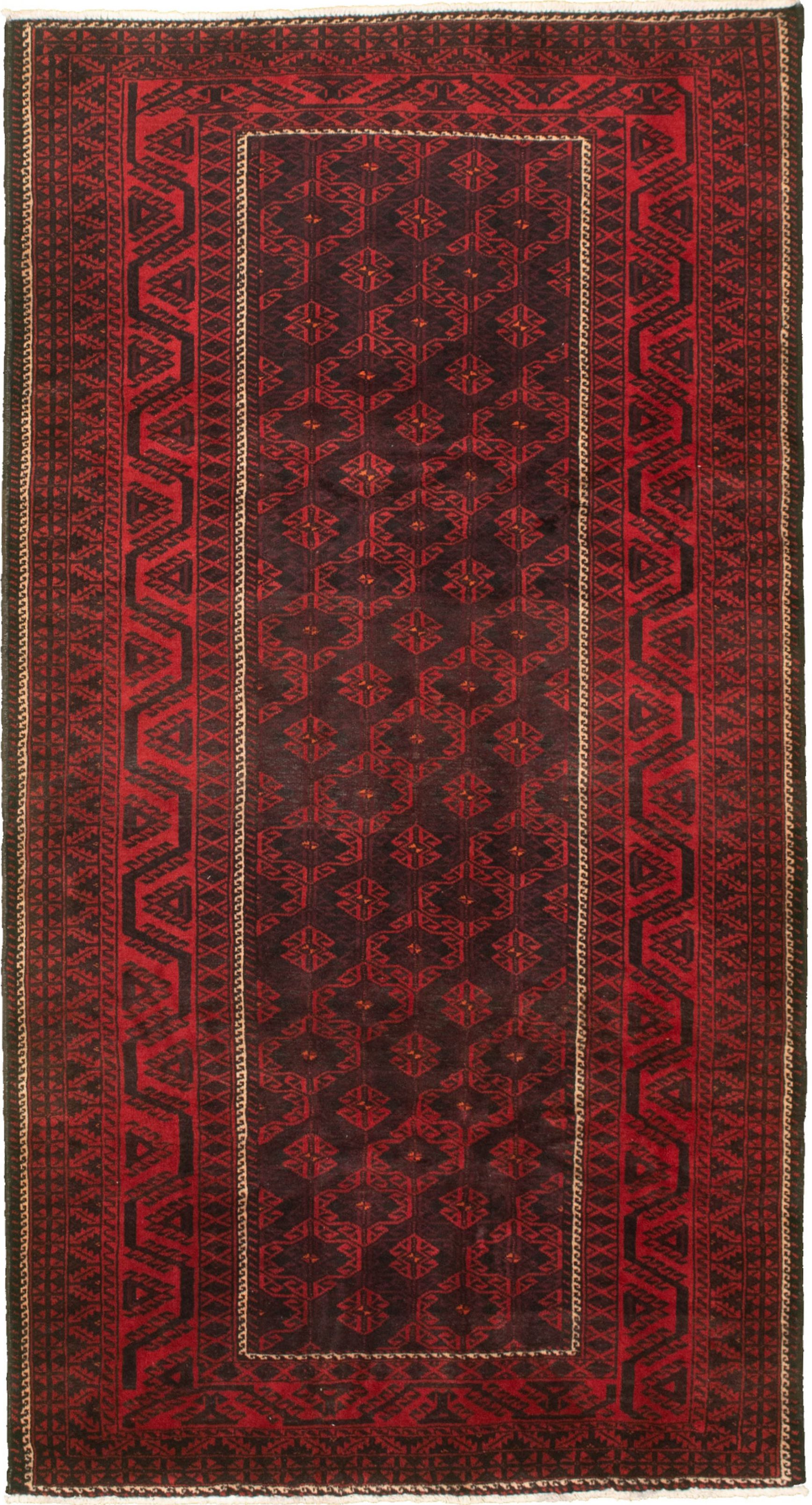 Hand-knotted Authentic Turkish Red Wool Rug 4'2" x 8'0" Size: 4'2" x 8'0"  
