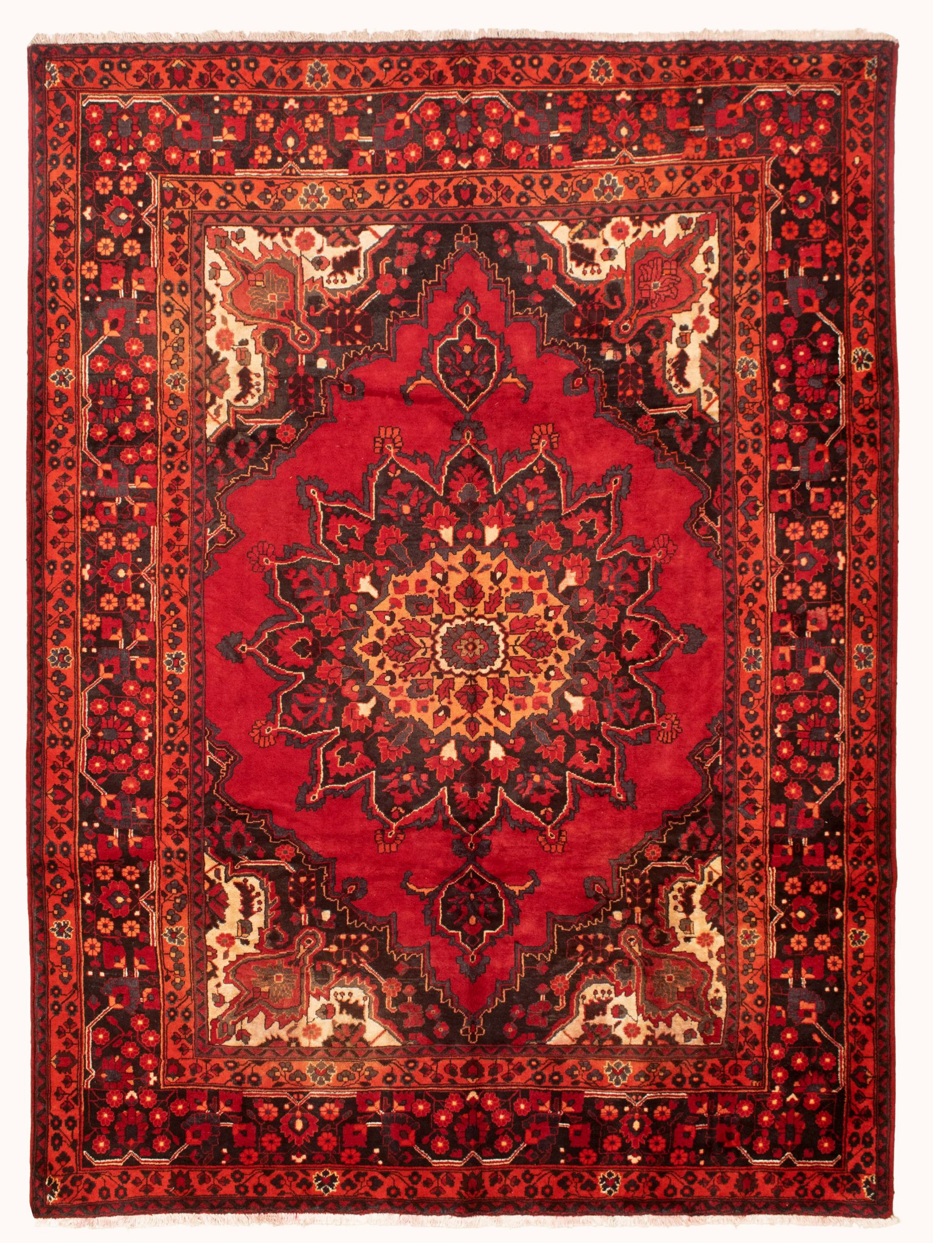Hand-knotted Authentic Turkish Red Wool Rug 7'3" x 9'11" Size: 7'3" x 9'11"  
