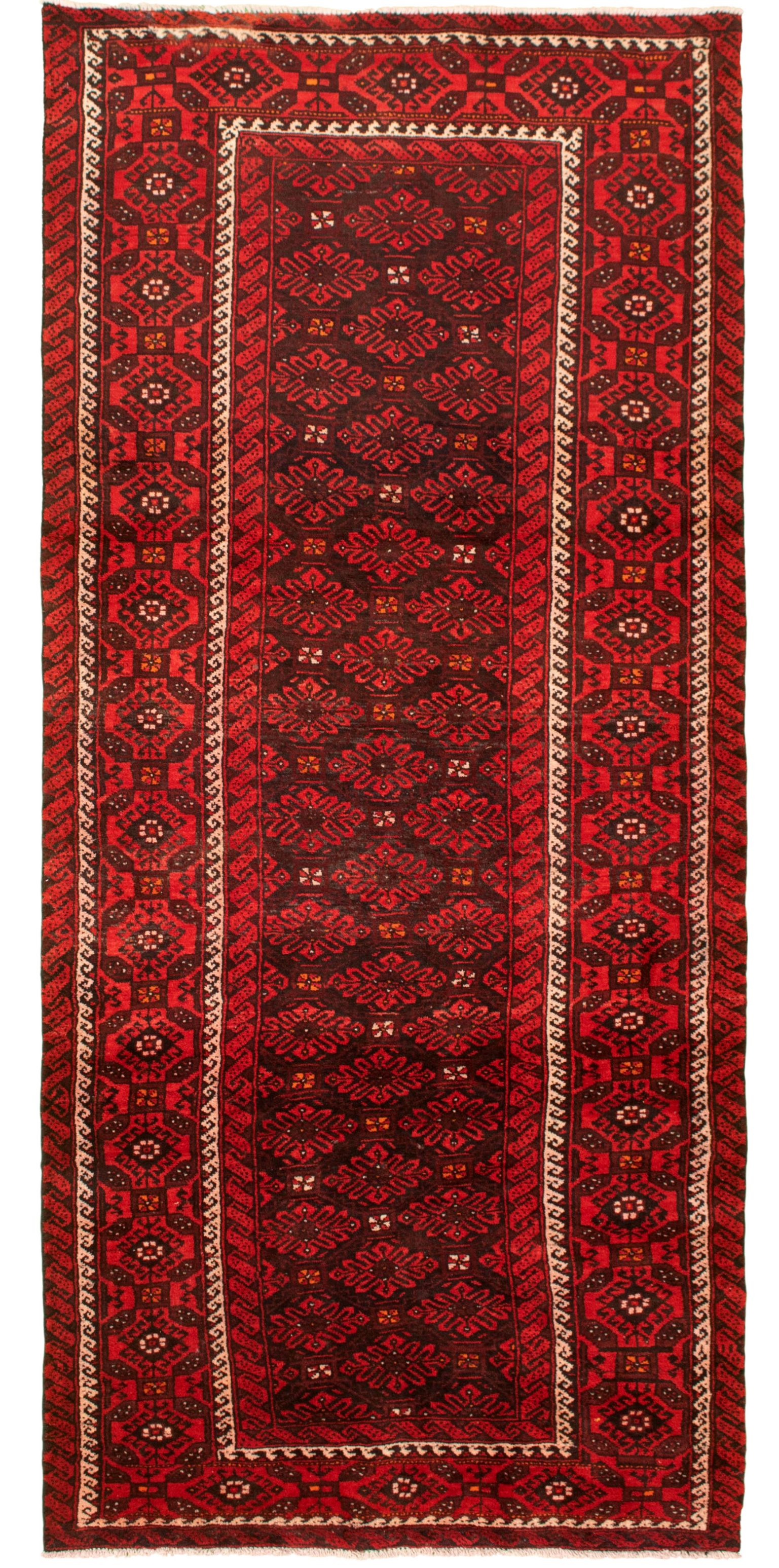 Hand-knotted Authentic Turkish Red Wool Rug 4'4" x 9'9" Size: 4'4" x 9'9"  