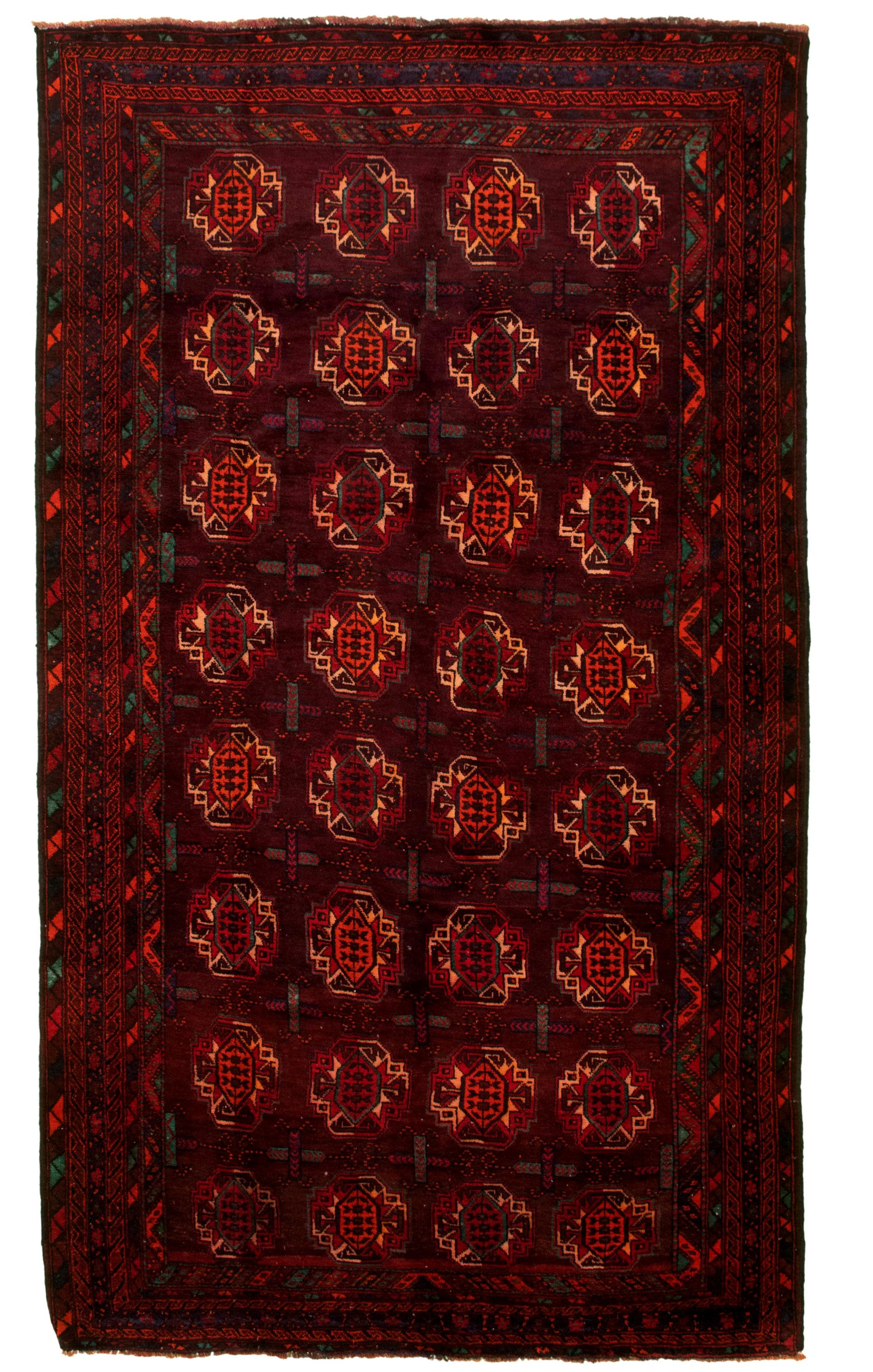 Hand-knotted Authentic Turkish Dark Burgundy Wool Rug 5'8" x 9'7" Size: 5'8" x 9'7"  