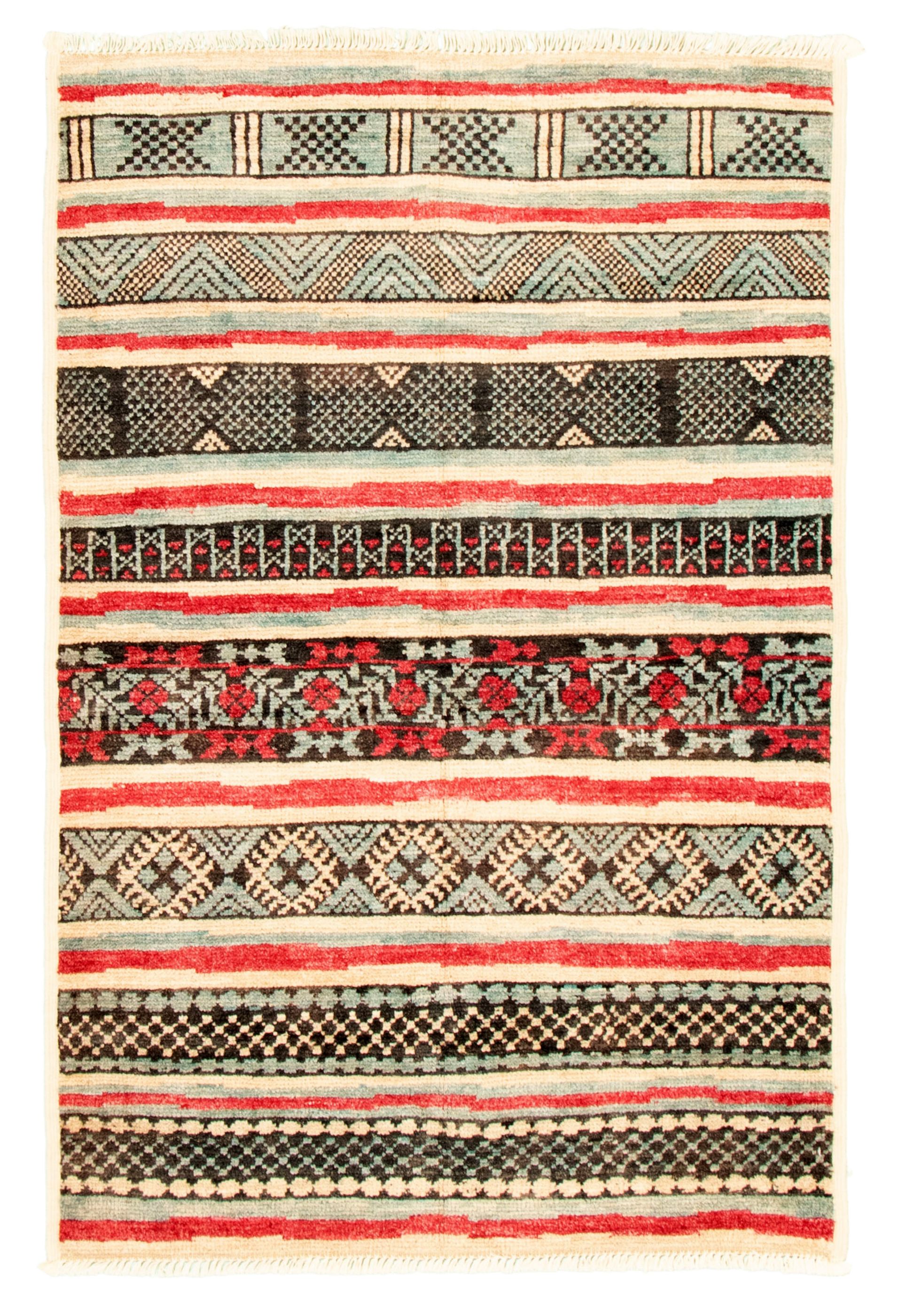 Hand-knotted Peshawar Ziegler Ivory, Red Wool Rug 4'2" x 6'1" Size: 4'2" x 6'1"  