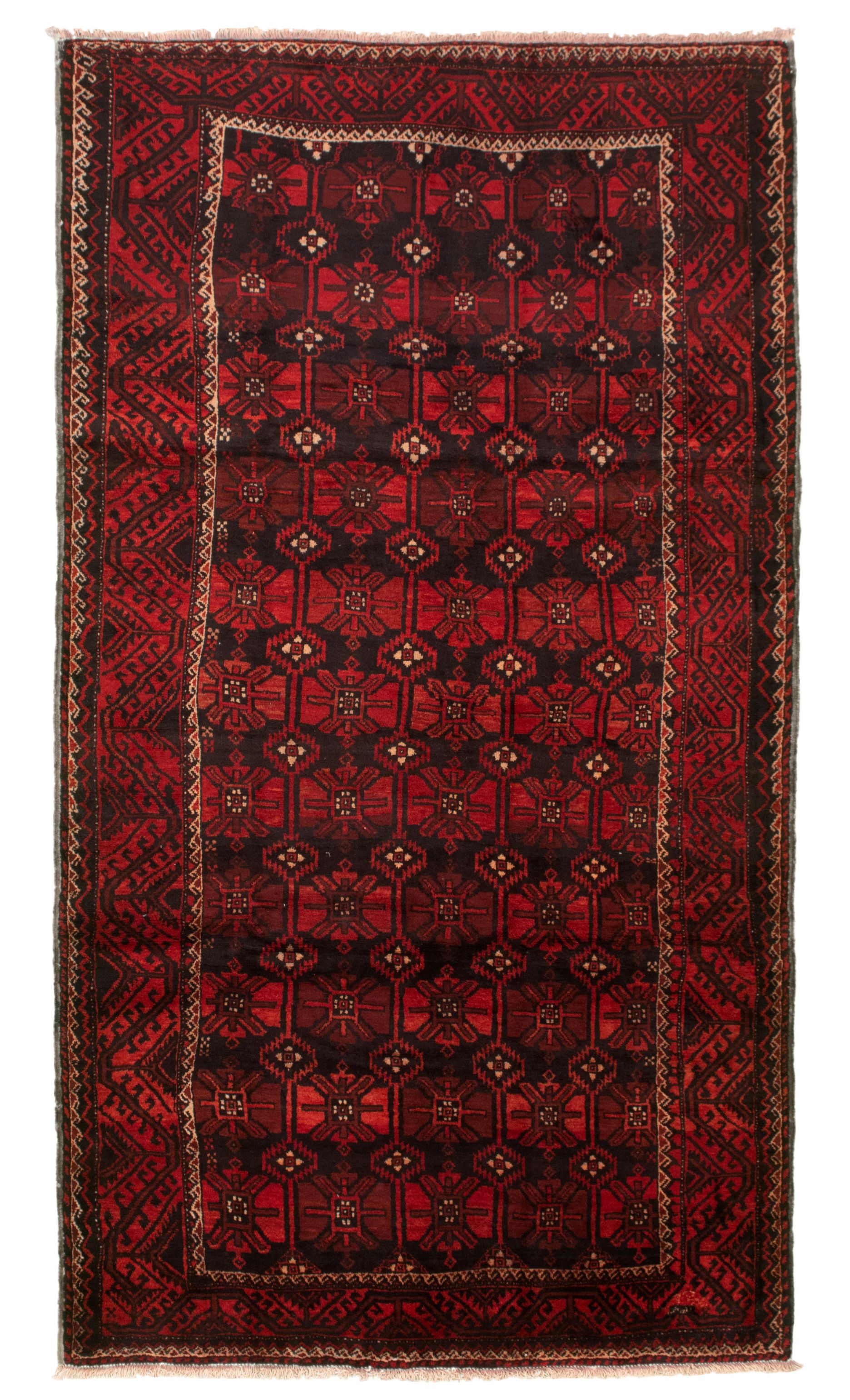 Hand-knotted Authentic Turkish Dark Red Wool Rug 5'1" x 10'6" Size: 5'1" x 10'6"  