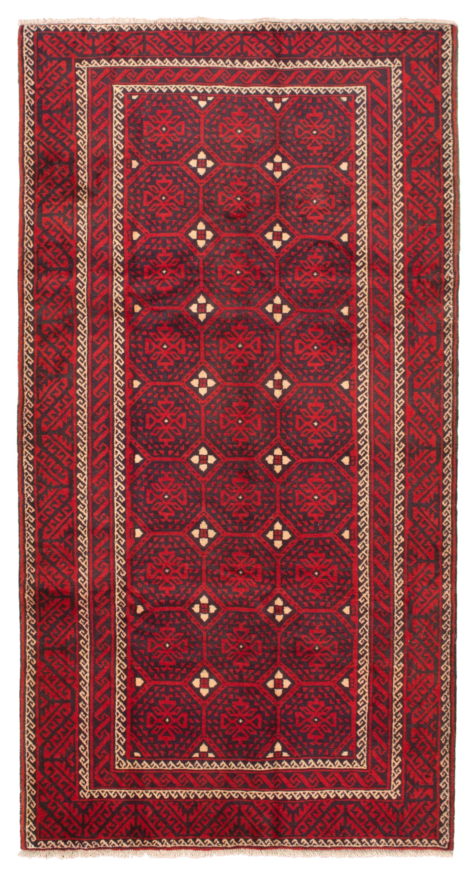 Hand-knotted Authentic Turkish Red Wool Rug 5'3" x 10'4" Size: 5'3" x 10'4"  