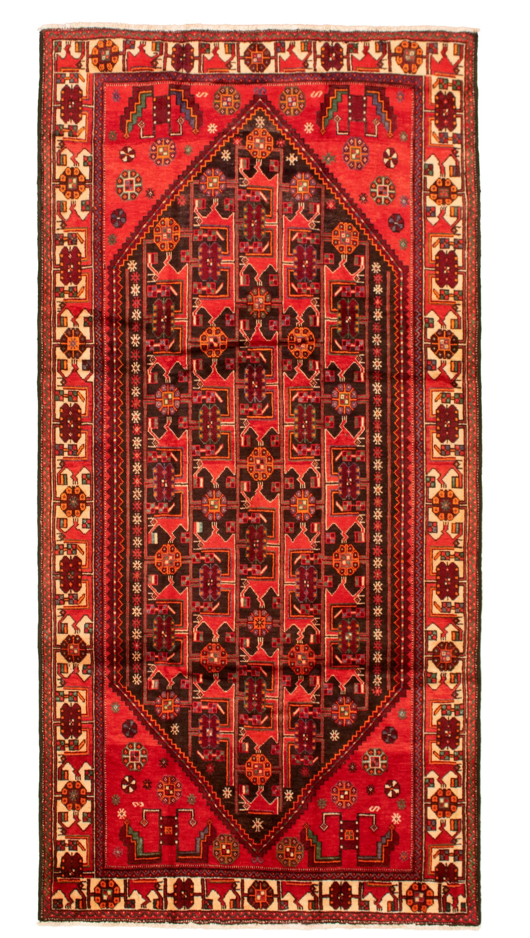 Hand-knotted Authentic Turkish Red Wool Rug 5'0" x 10'0" Size: 5'0" x 10'0"  