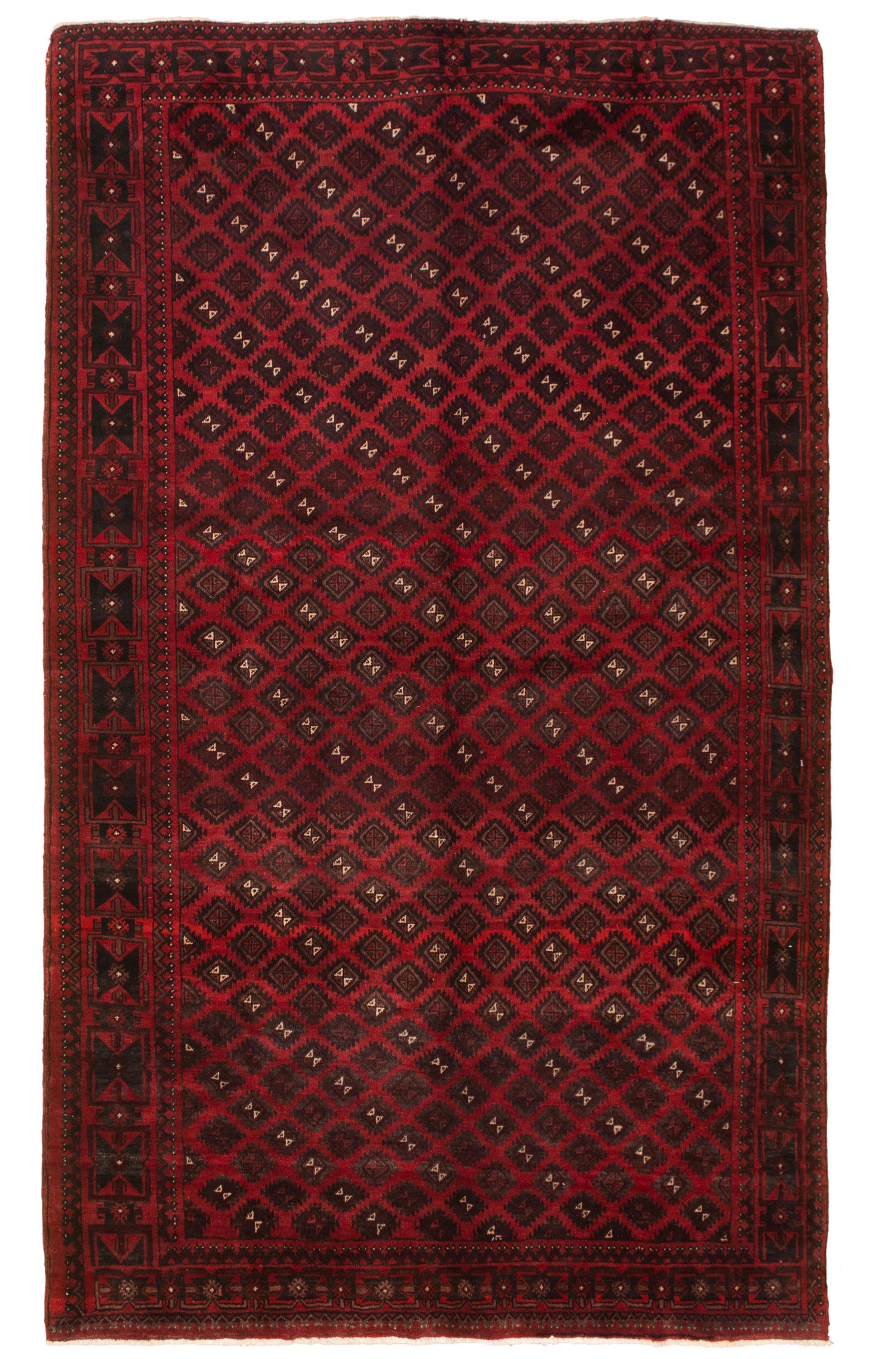 Hand-knotted Authentic Turkish Red Wool Rug 6'5" x 10'4" Size: 6'5" x 10'4"  