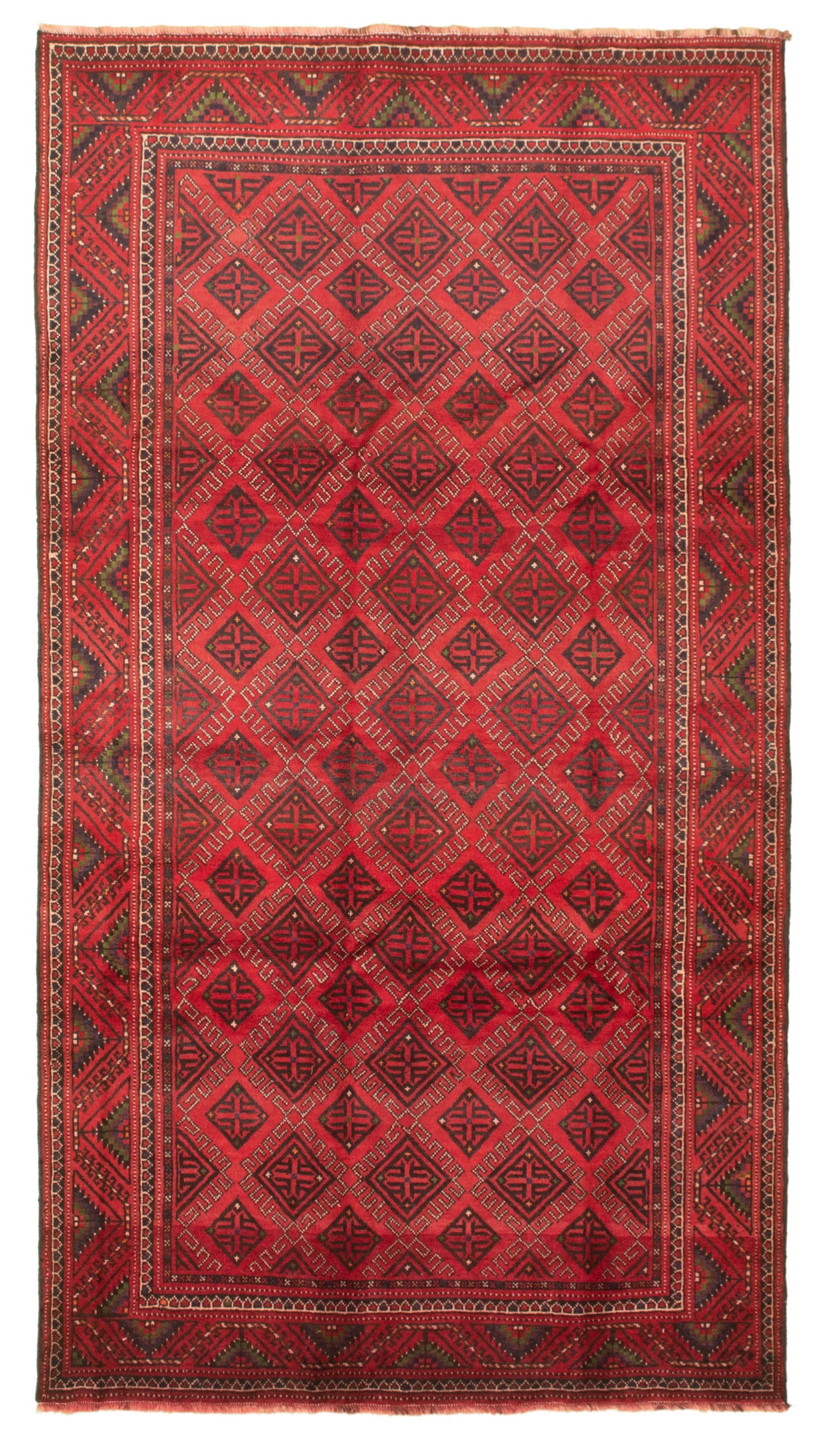 Hand-knotted Authentic Turkish Red Wool Rug 5'5" x 9'5" Size: 5'5" x 9'5"  